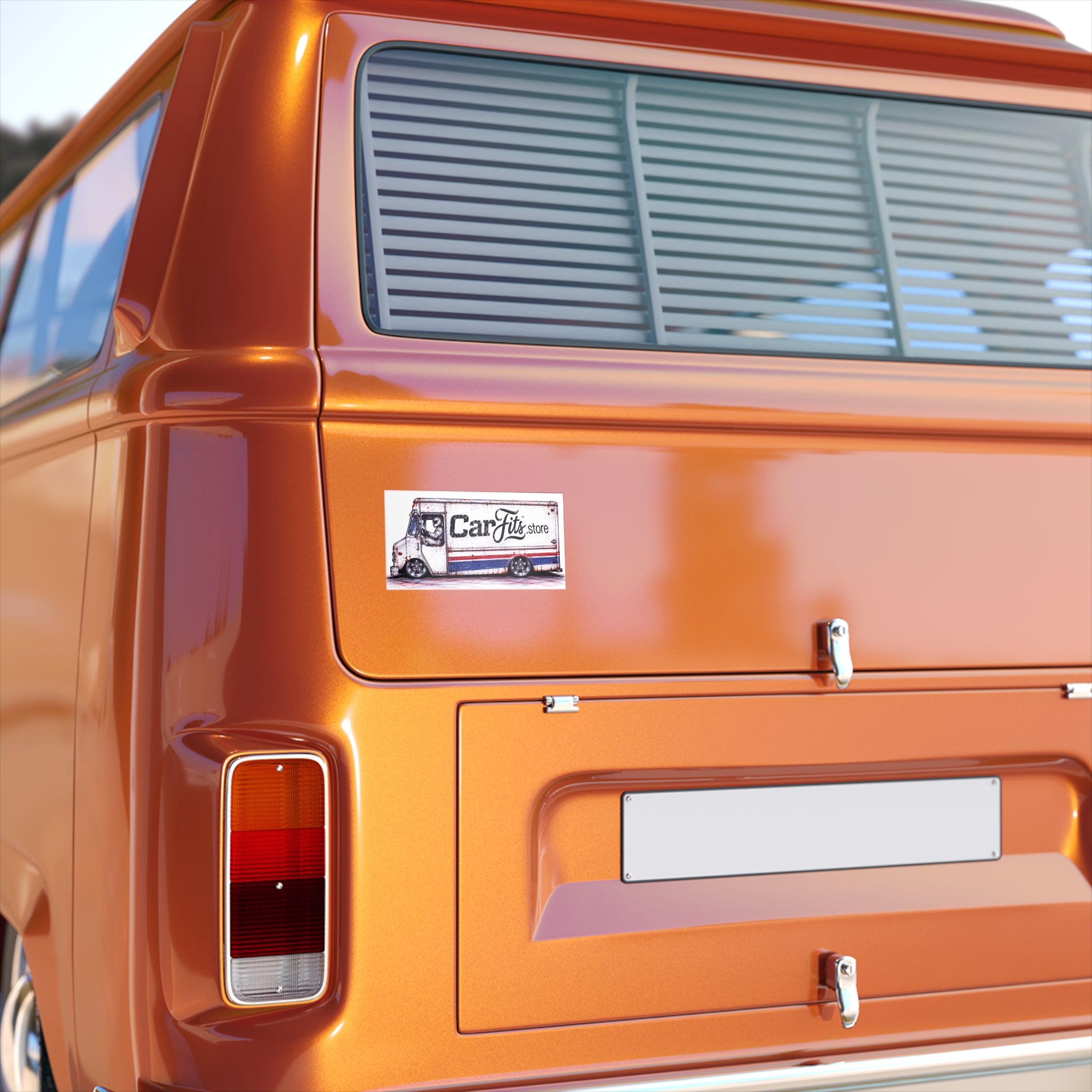 Retro Delivery Van Sticker — 'CarFits.store' Bumper Decal