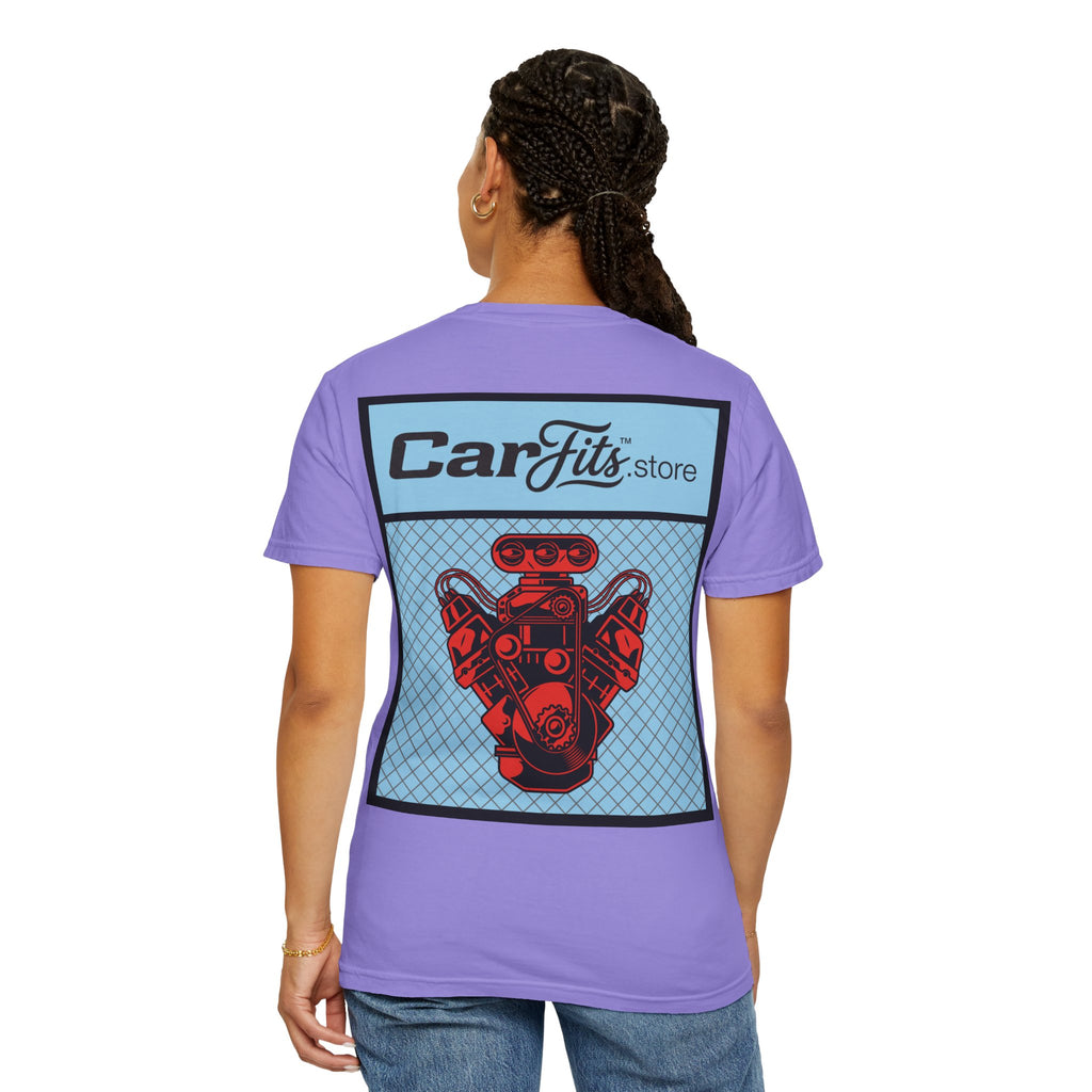 CarFits.store Big Prints T-Shirt — Retro Engine & Scenic Drive