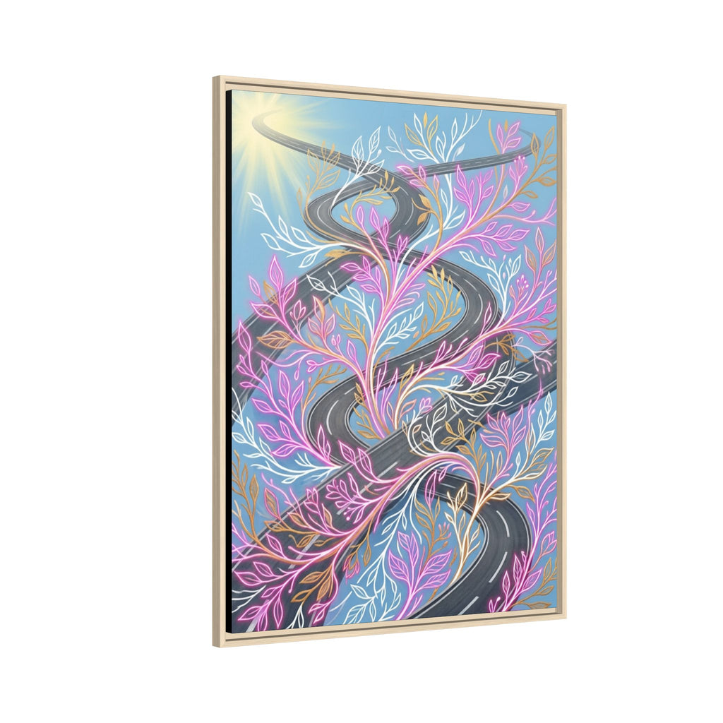 Framed Matte Canvas Floral Vines Wall Art — Pastel Botanical Abstract
