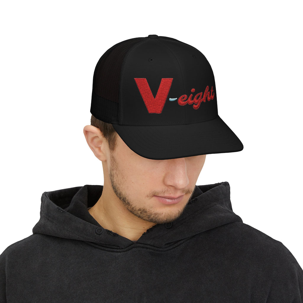 V-eight Embroidered-look Trucker Cap