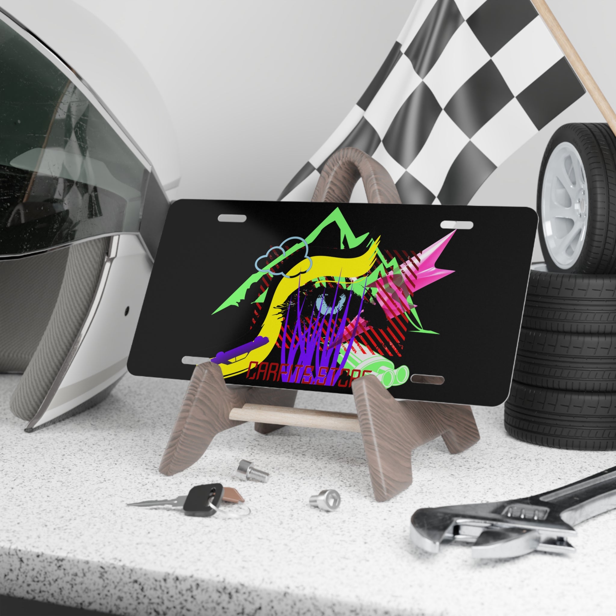 Abstract Eye Vanity Plate — Neon Retro License Plate