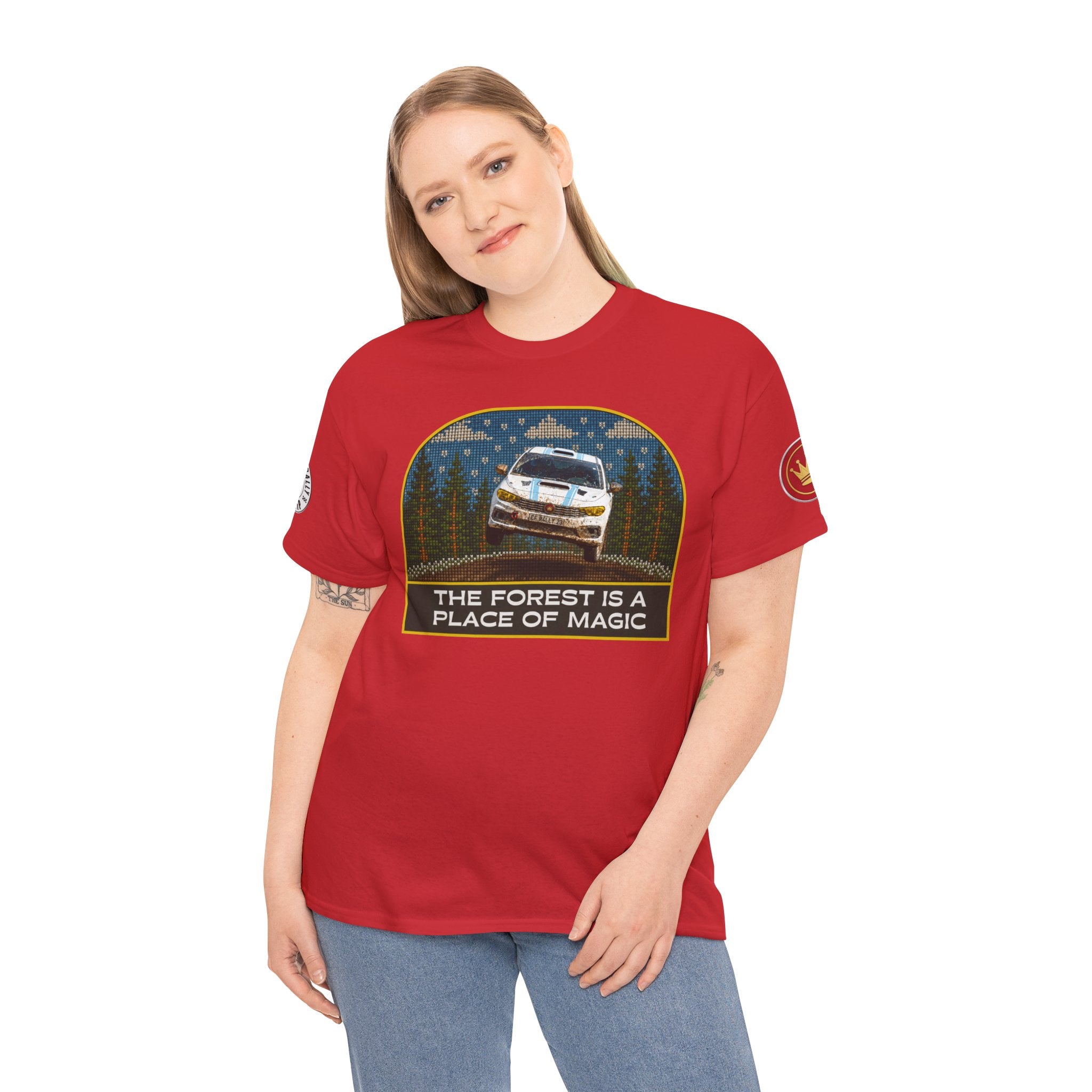 Forest Rally T‑Shirt – 'The Forest Is a Place of Magic' Cross-stitched Style Graphic