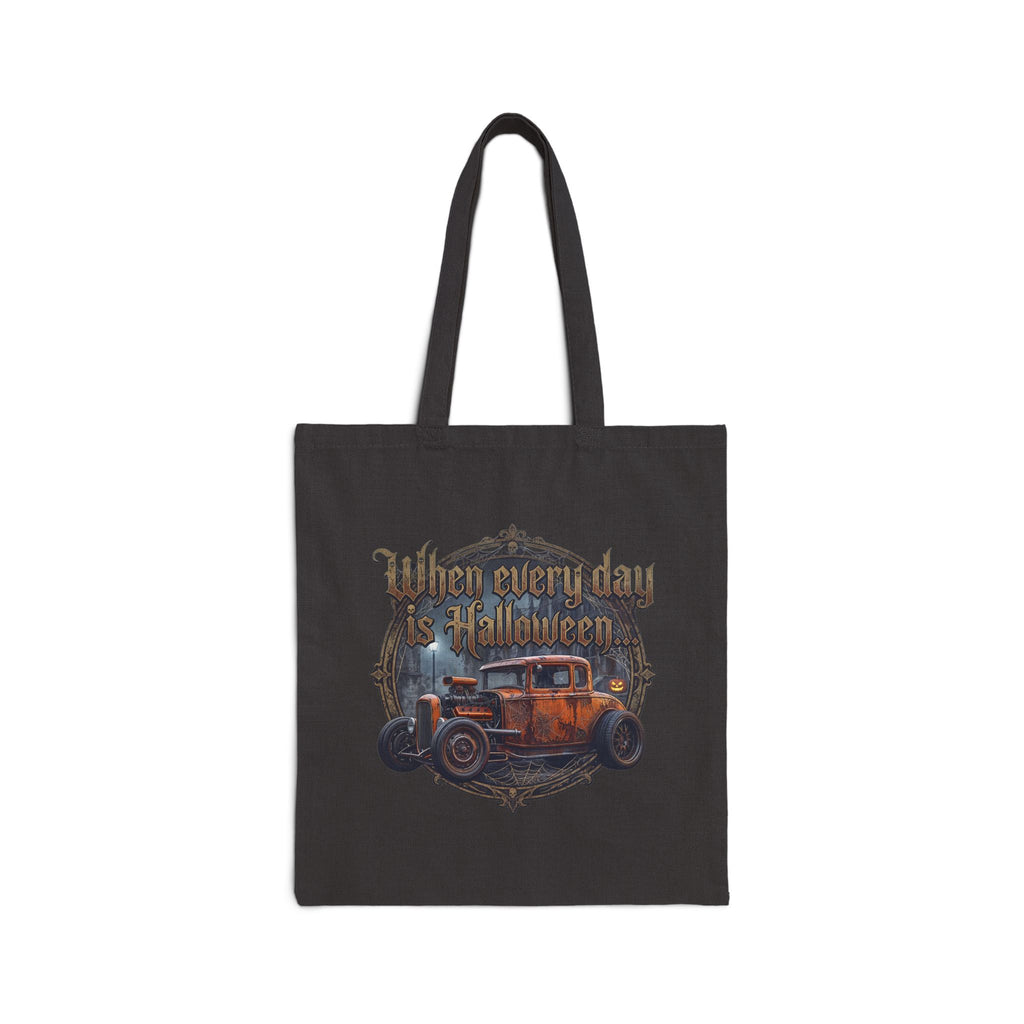 Halloween Vintage Car Tote Bag - "When Every Day is Halloween" Cotton Canvas Tote