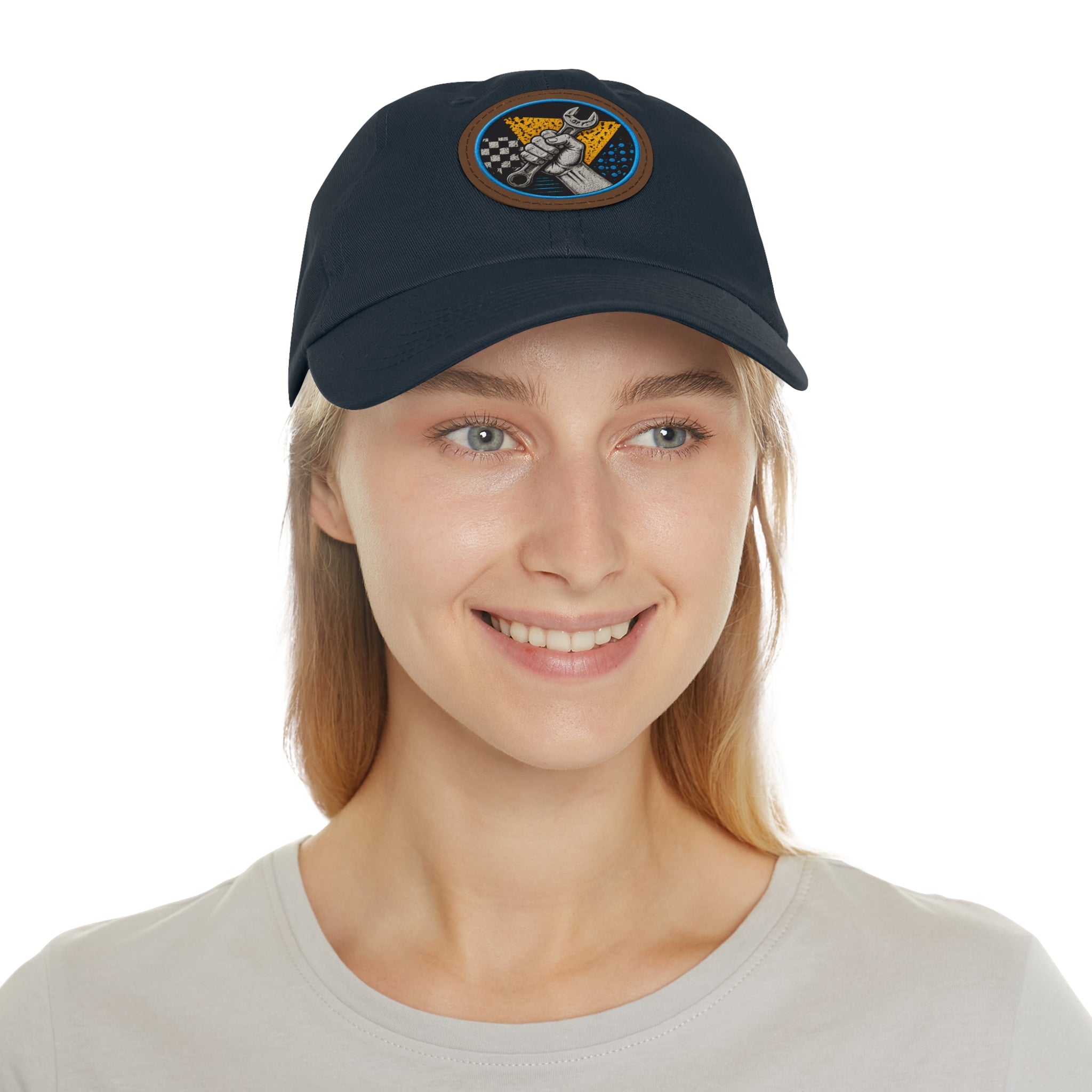 Mechanic Wrench Patch Dad Hat — Vintage Toolworker Baseball Cap