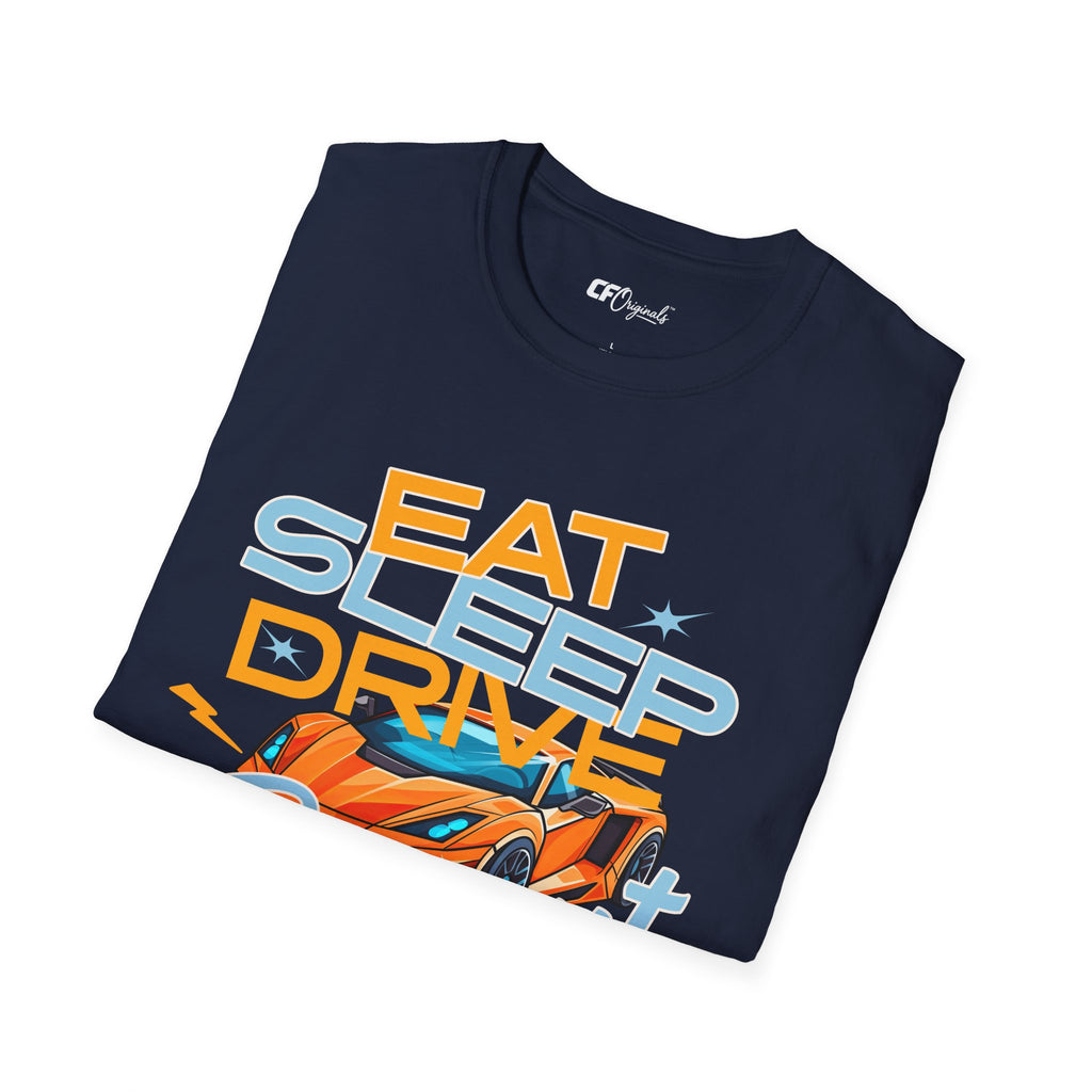 Eat Sleep Drive Repeat T-Shirt — Racing Car Graphic Tee for Motorsport Fans