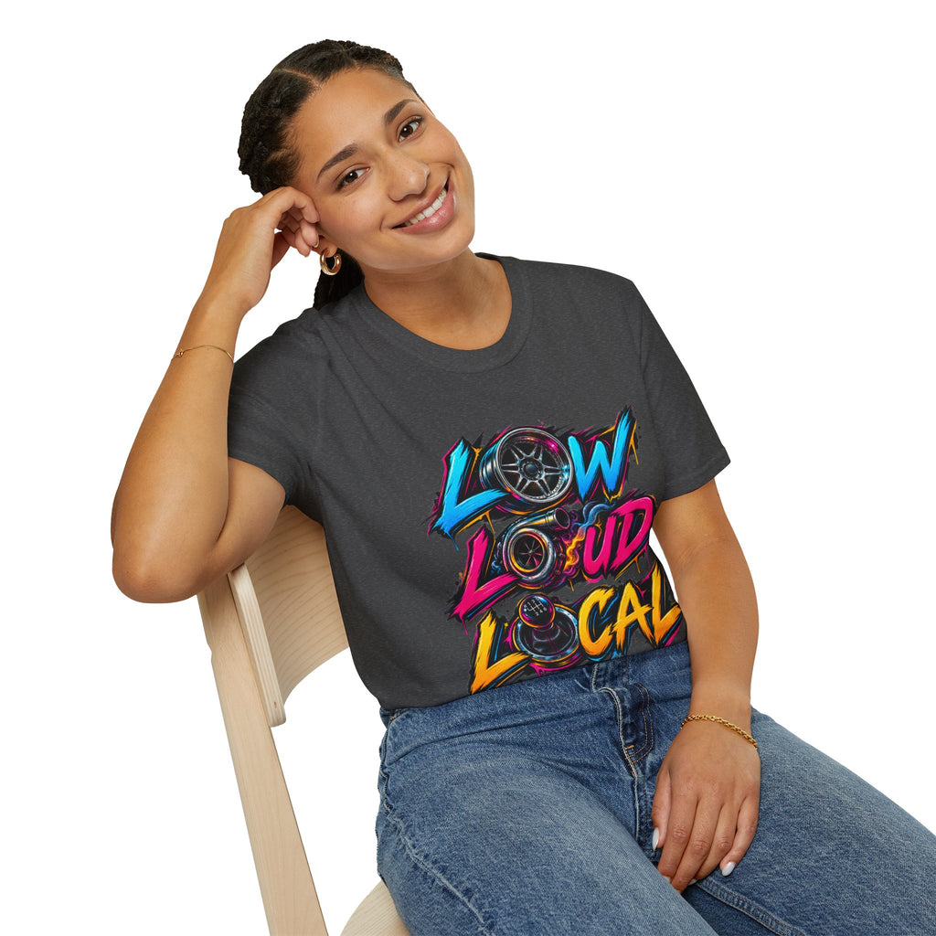 'Low Loud Local' - Neon Car T-Shirt