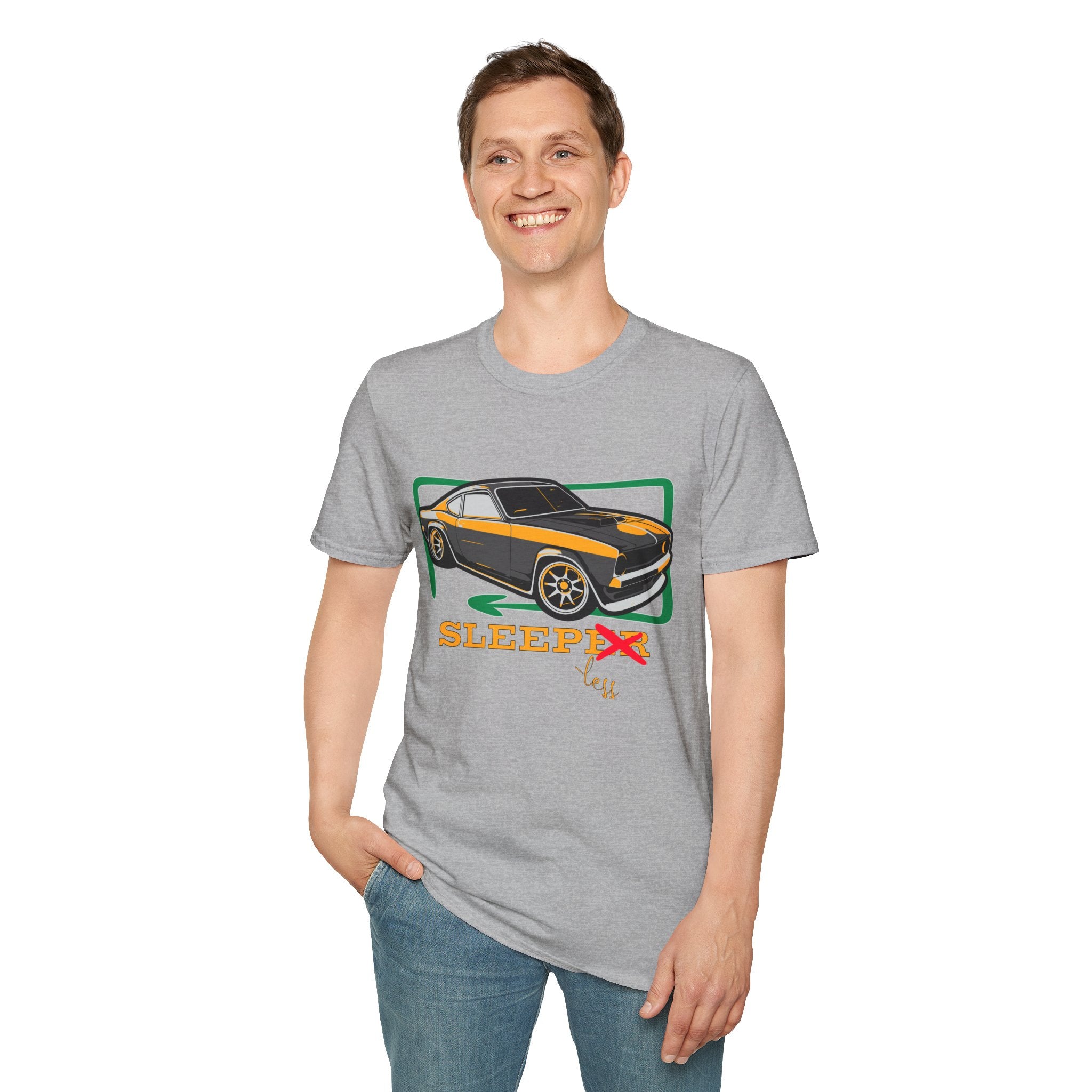 Classic Muscle Car T-Shirt — Retro 'Sleepless' Graphic Tee