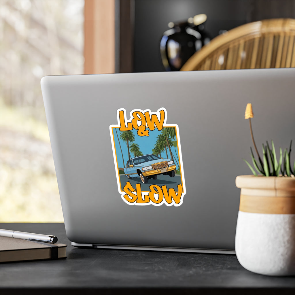 Low & Slow Car Sticker — Vintage Lowrider Kiss-Cut Vinyl Decal