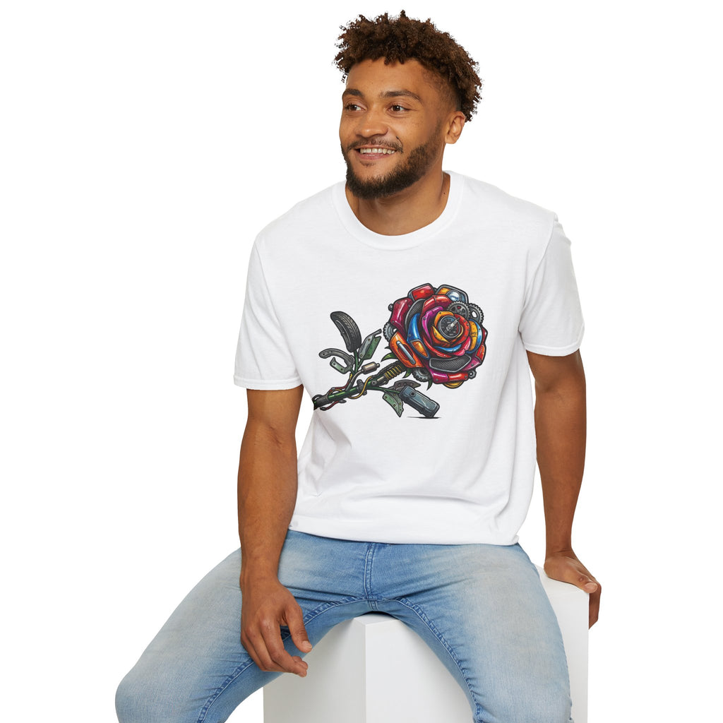 Colorful Mechanical Rose Graphic Tee