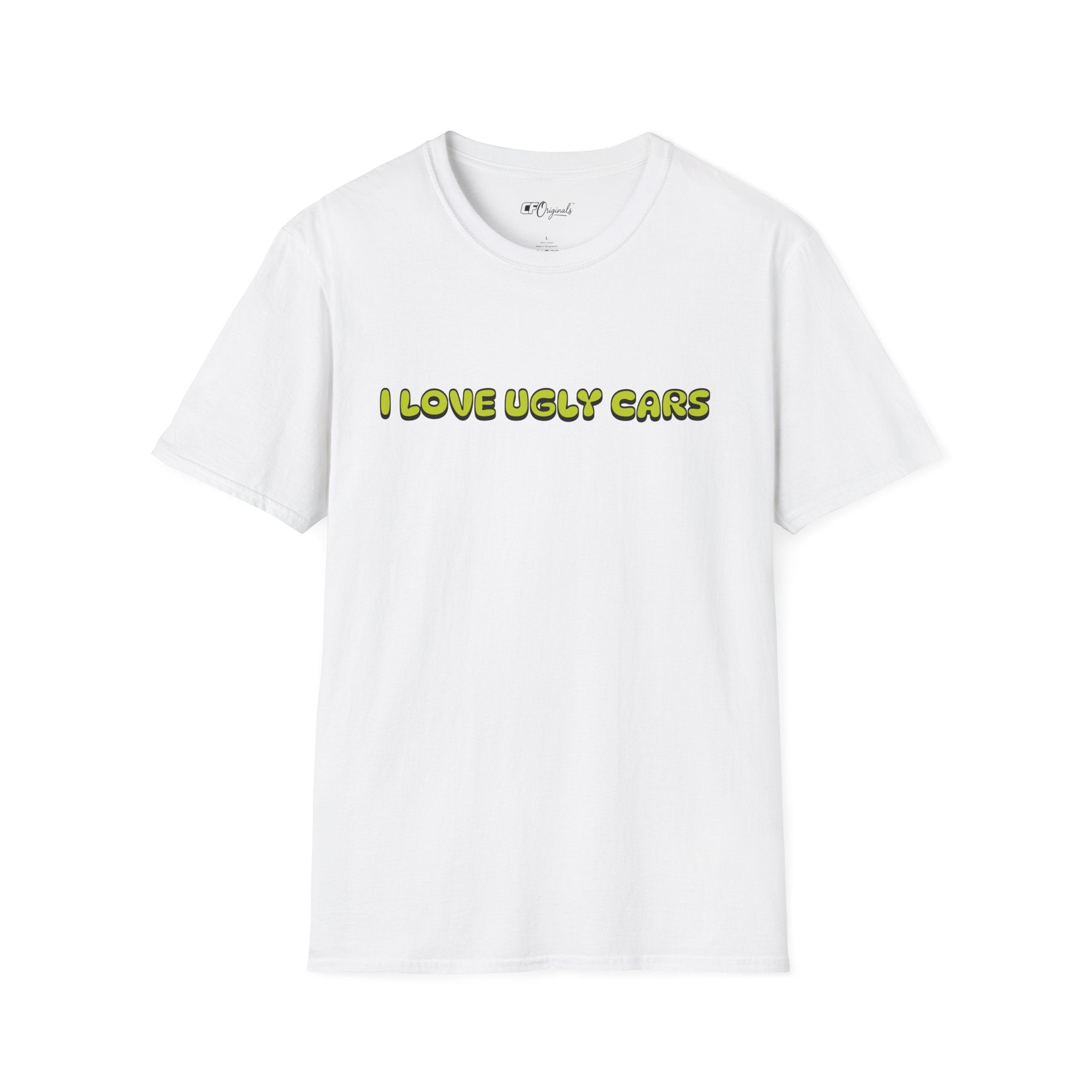 T-Shirt — "I Love Ugly Cars" Retro Green Graphic Tee