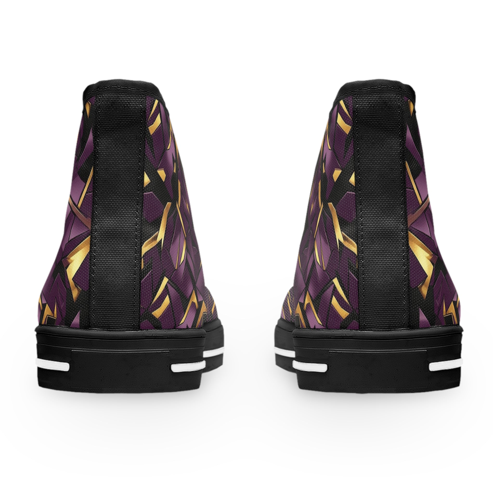 Women's High Top Sneakers — Geometric Purple & Gold Pattern