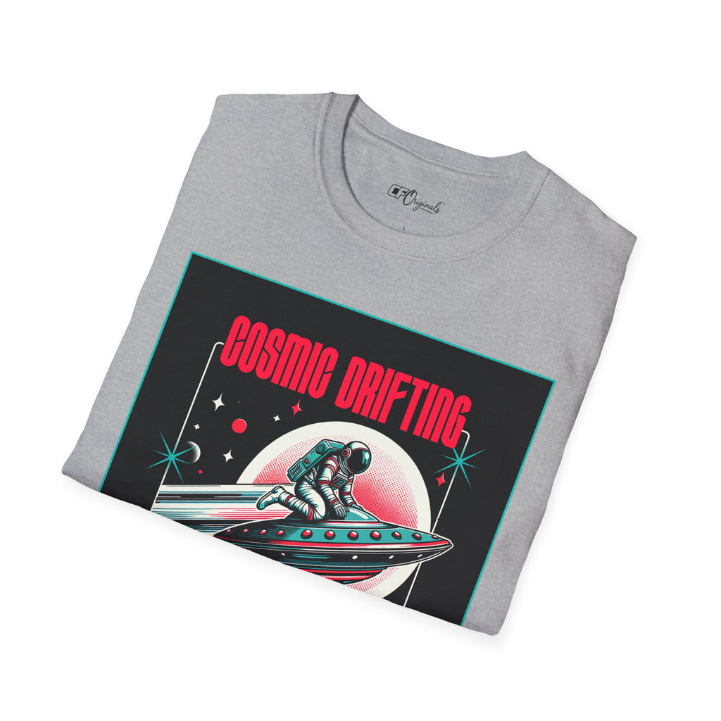 Cosmic Drifting T-Shirt — Retro Astronaut & UFO Vintage Space Tee