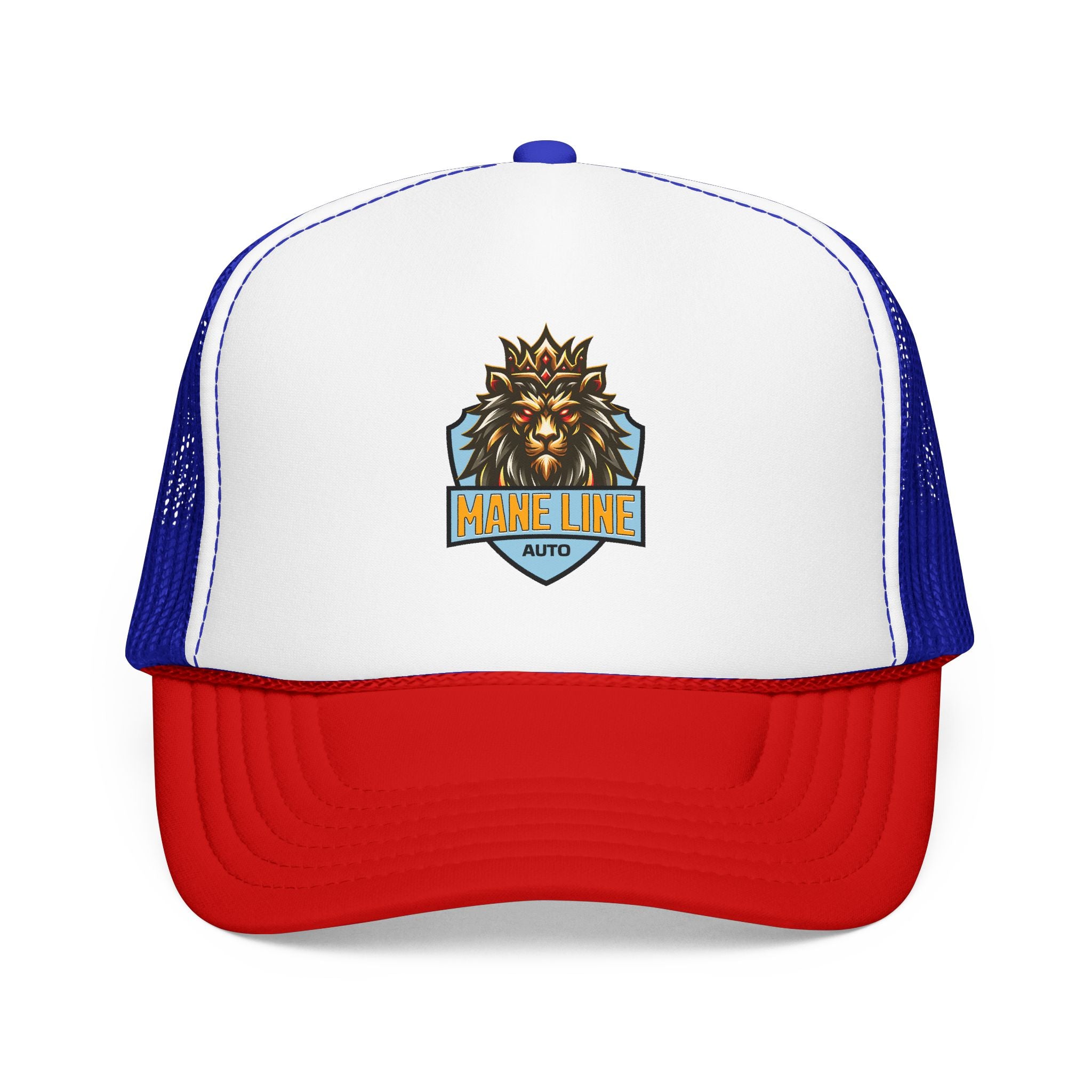 Logo Trucker Hat — 'Mane Line Auto' Foam Mesh Cap