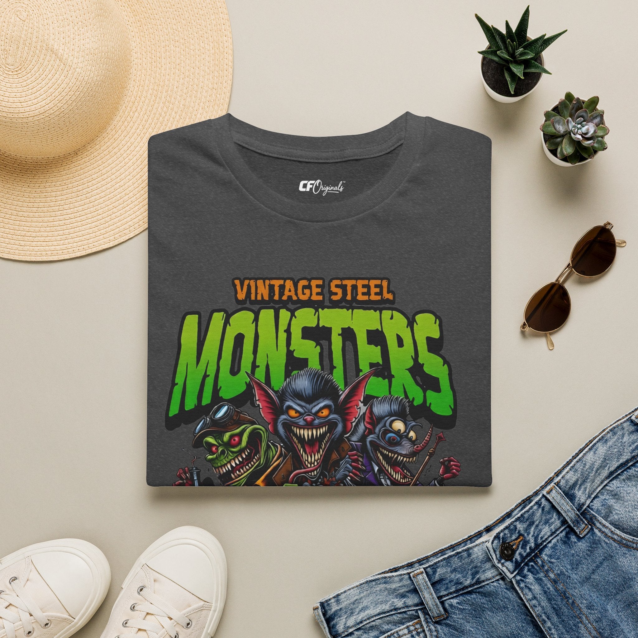 Vintage “MONSTERS” Horror Tee — Retro Steel Monster Graphic T-Shirt