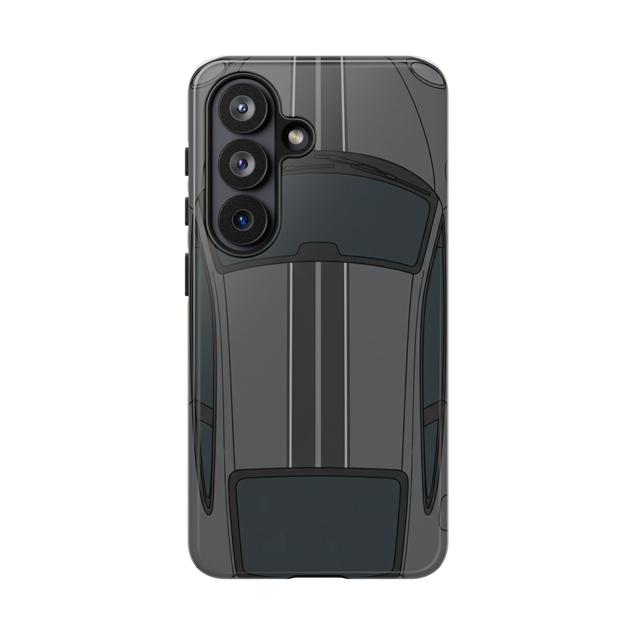 Sleek Metallic Racing Stripes Protective Phone Case