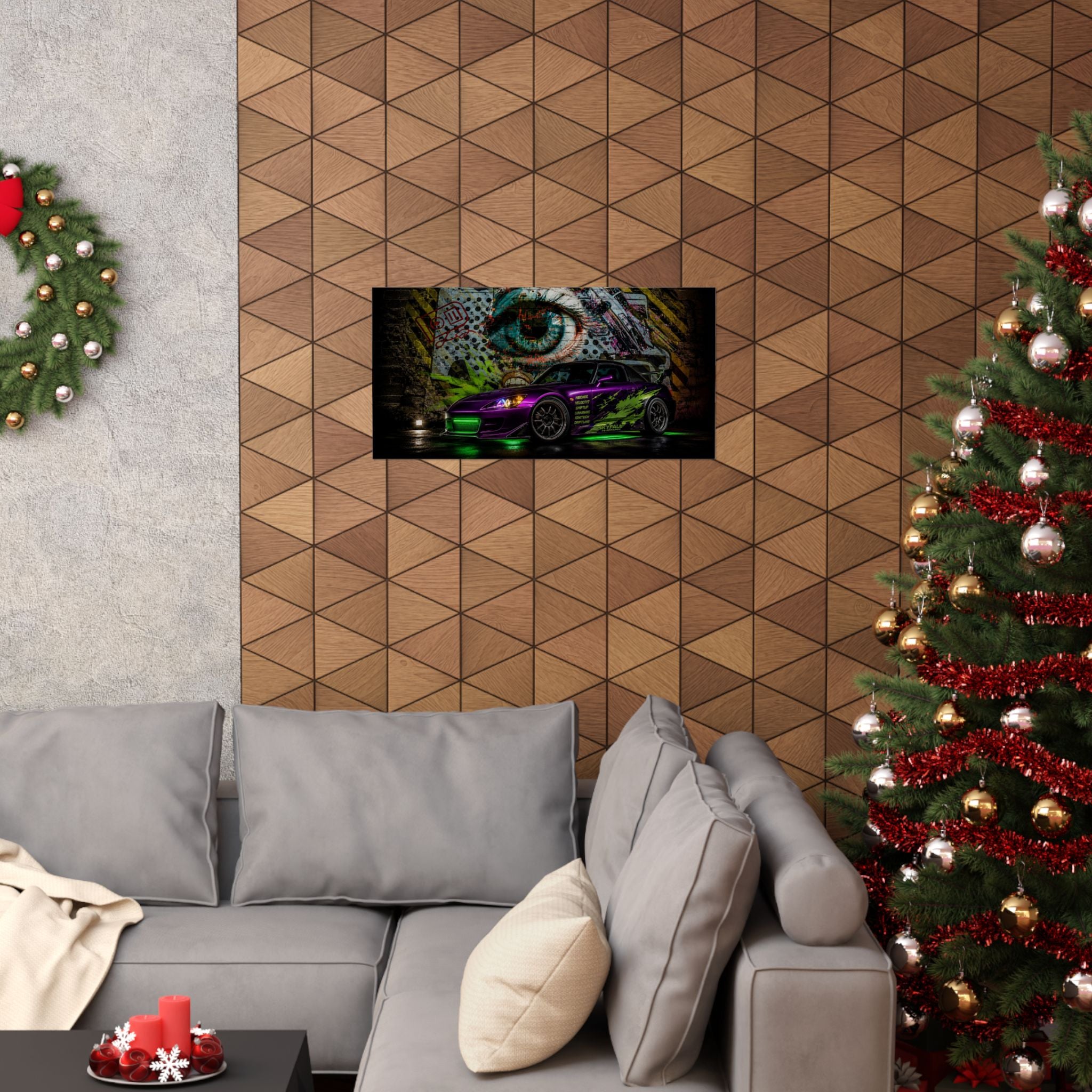Graffiti Sports Car Matte Poster — Neon Drift Street Art Wall Print