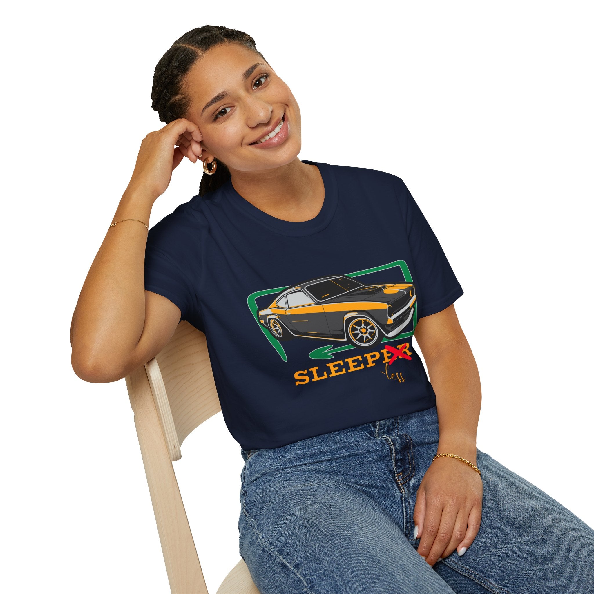 Classic Muscle Car T-Shirt — Retro 'Sleepless' Graphic Tee