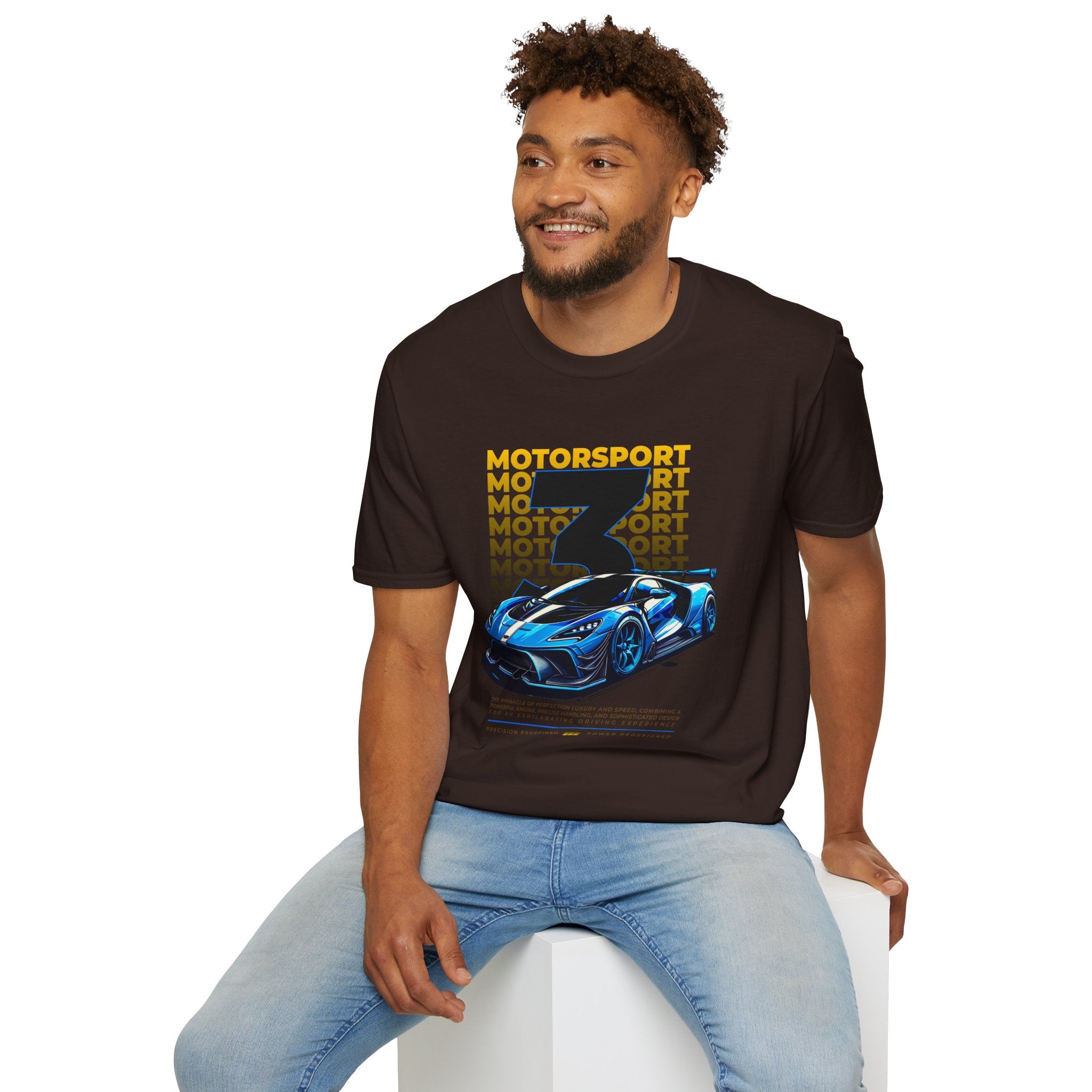 Motorsport No.3 Racing T‑Shirt — Blue Supercar Graphic Tee
