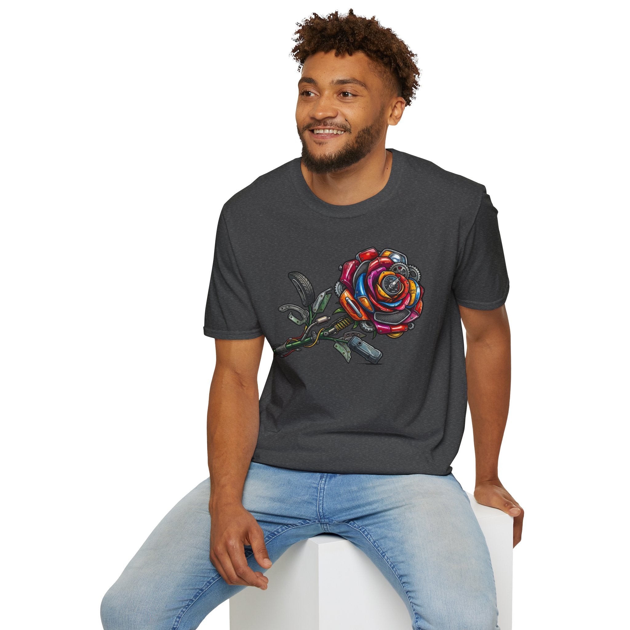 Colorful Mechanical Rose Graphic Tee