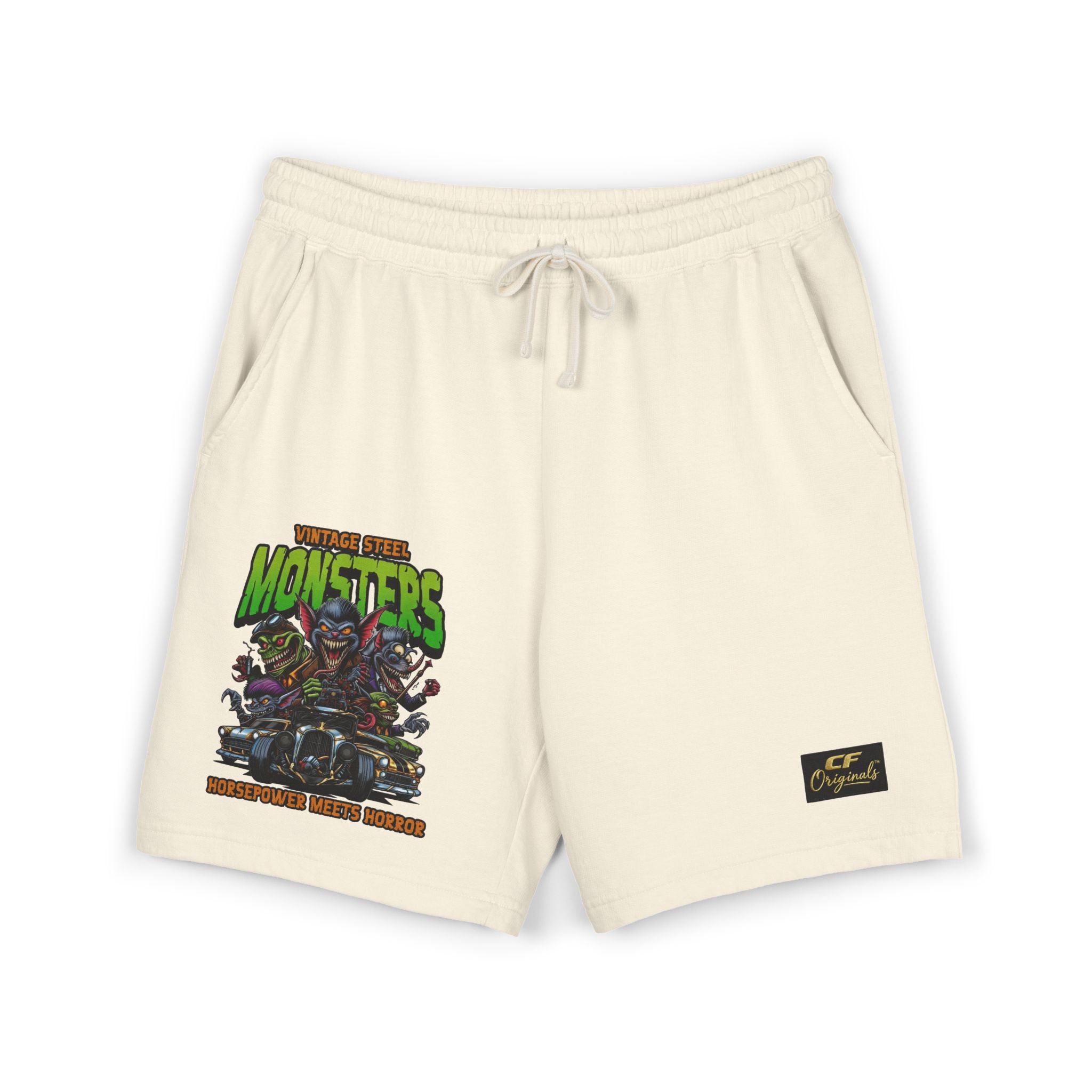 Monster Crew Sweat Shorts — Graphic Fleece Lounge Shorts