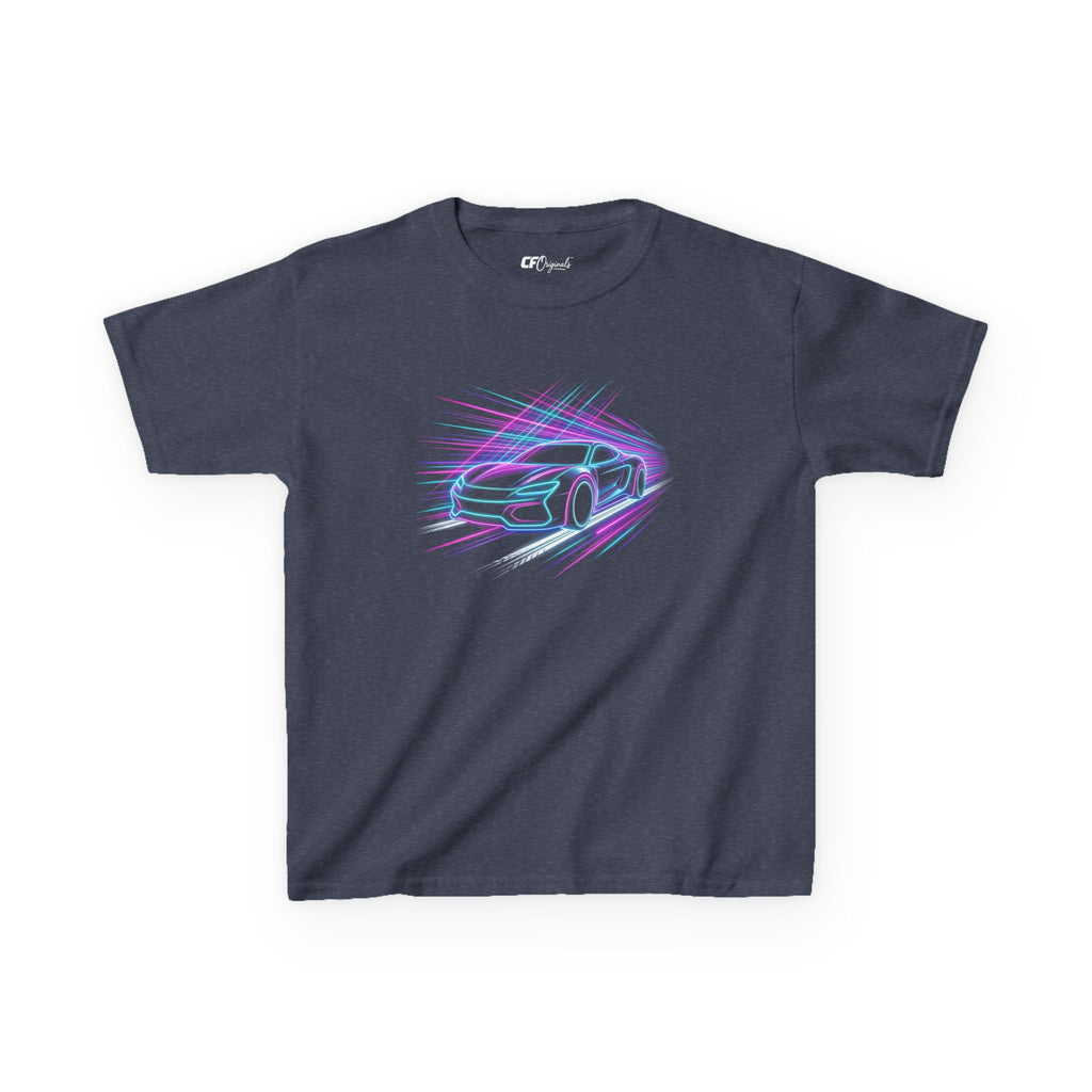 Kids Neon Speed Car Tee — Racing Graphic