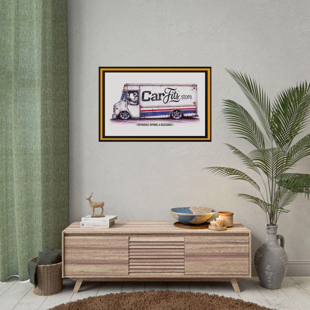 Rolled Poster - Vintage Delivery Truck "CarFits.store" Automotive Wall Art