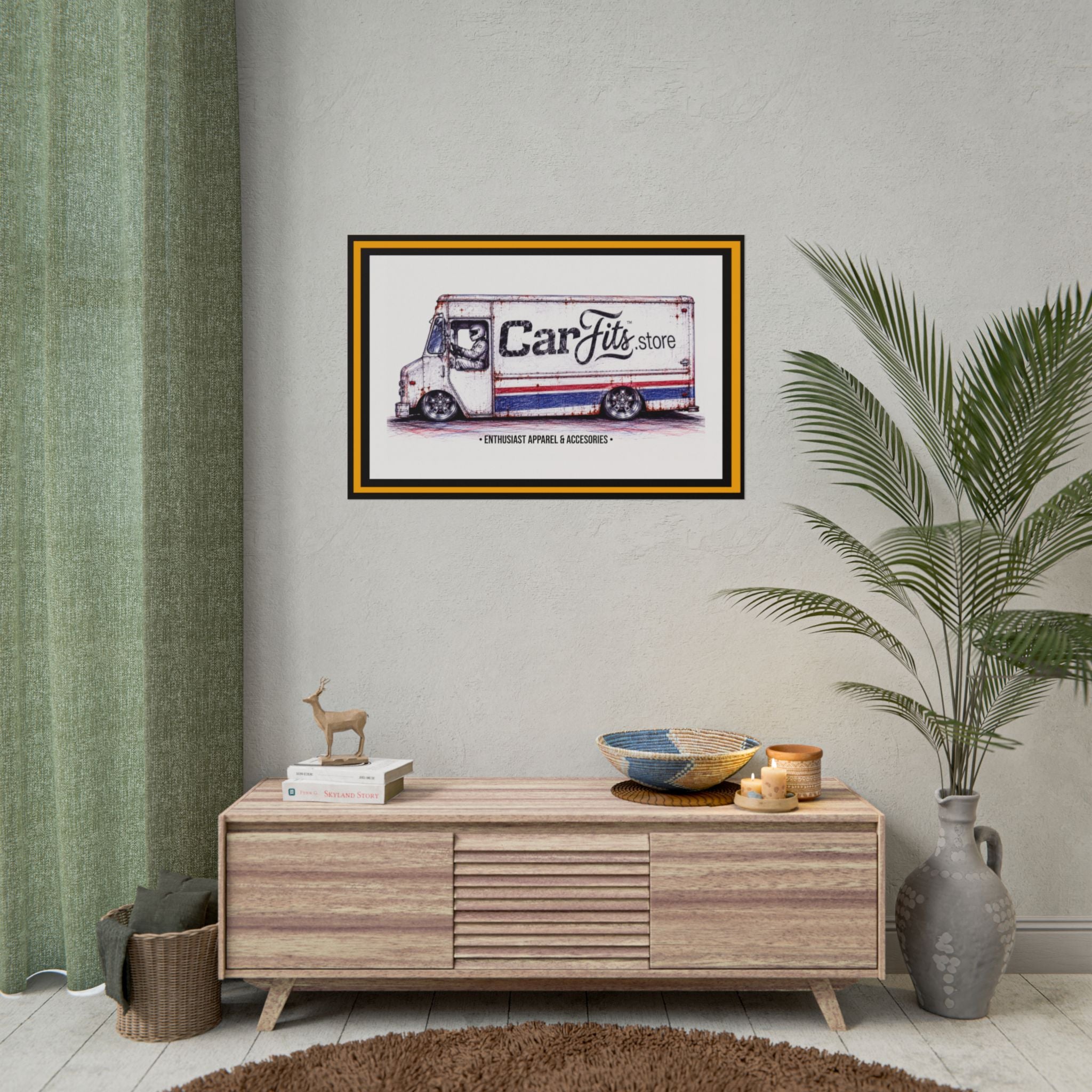 Rolled Poster - Vintage Delivery Truck "CarFits.store" Automotive Wall Art