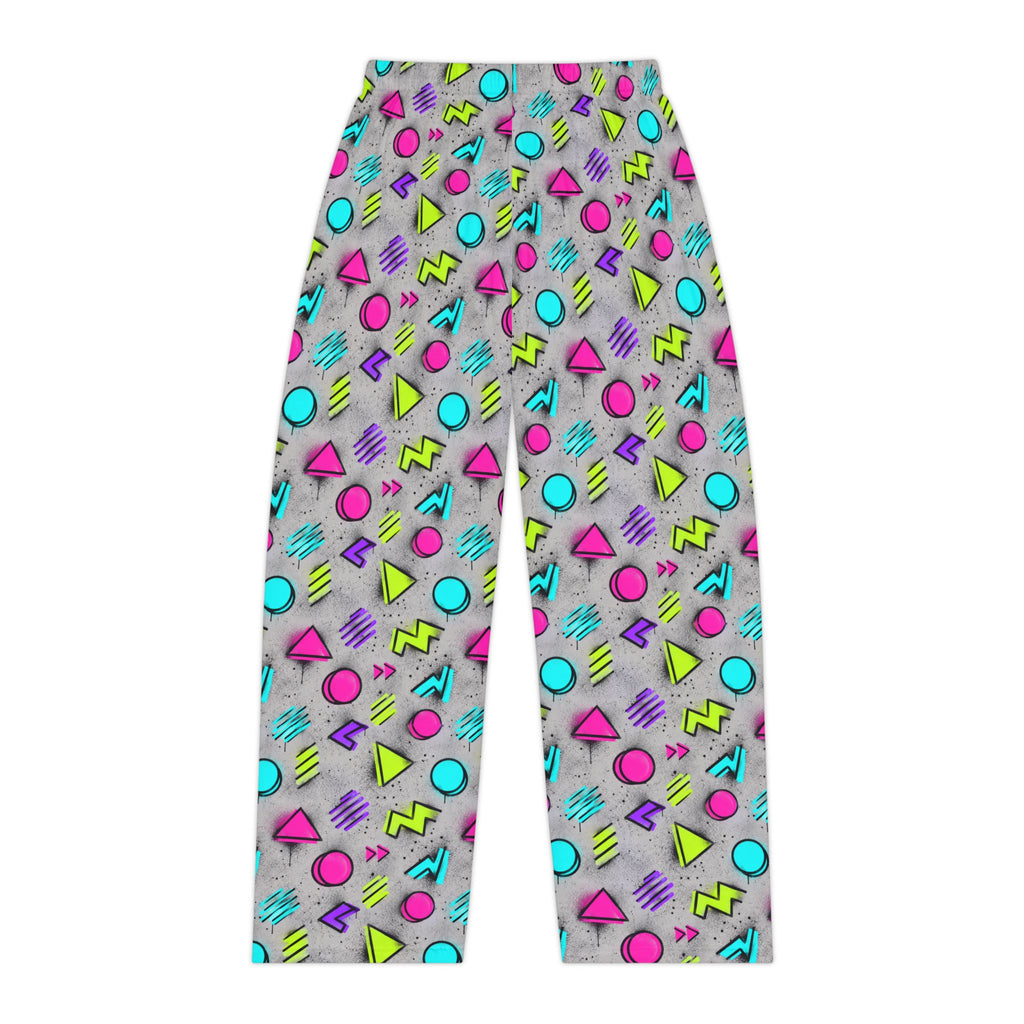 Neon 90s Geometric Pajama Pants — Women's Retro Lounge Sleepwear