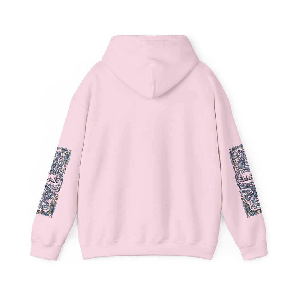 Nature Is Calling Hoodie — Scenic Mountain Graphic Hooded Sweatshirt with Sleeve Paisley Art
