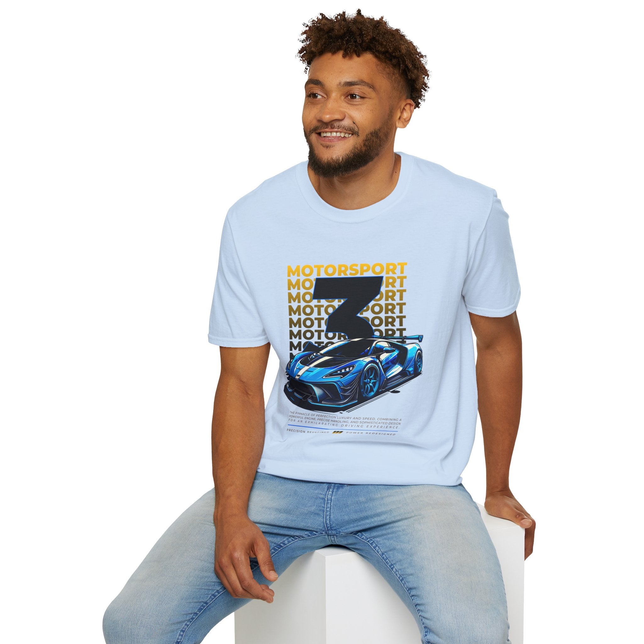 Motorsport No.3 Racing T‑Shirt — Blue Supercar Graphic Tee