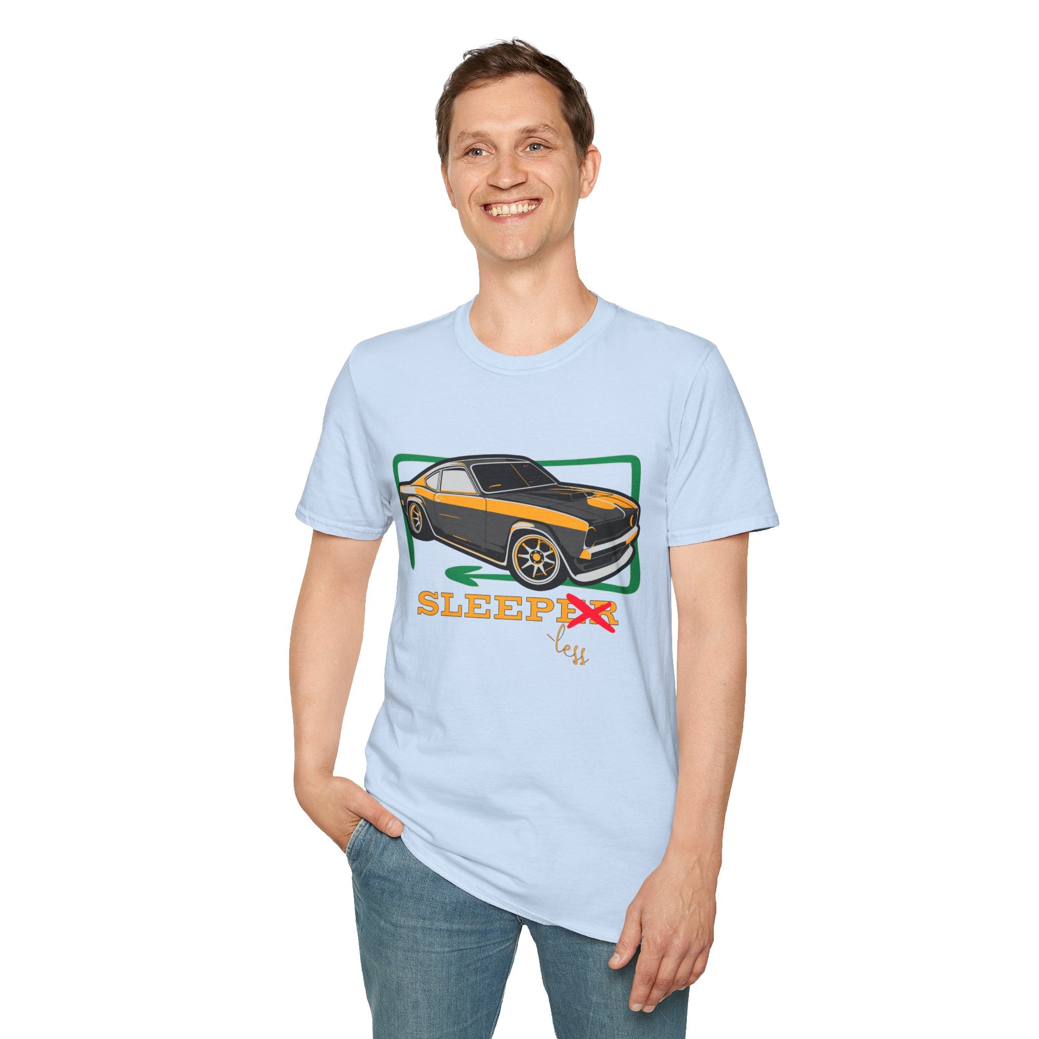 Classic Muscle Car T-Shirt — Retro 'Sleepless' Graphic Tee