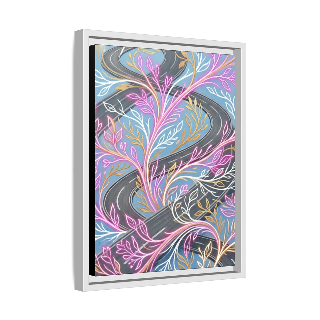 Framed Matte Canvas Floral Vines Wall Art — Pastel Botanical Abstract