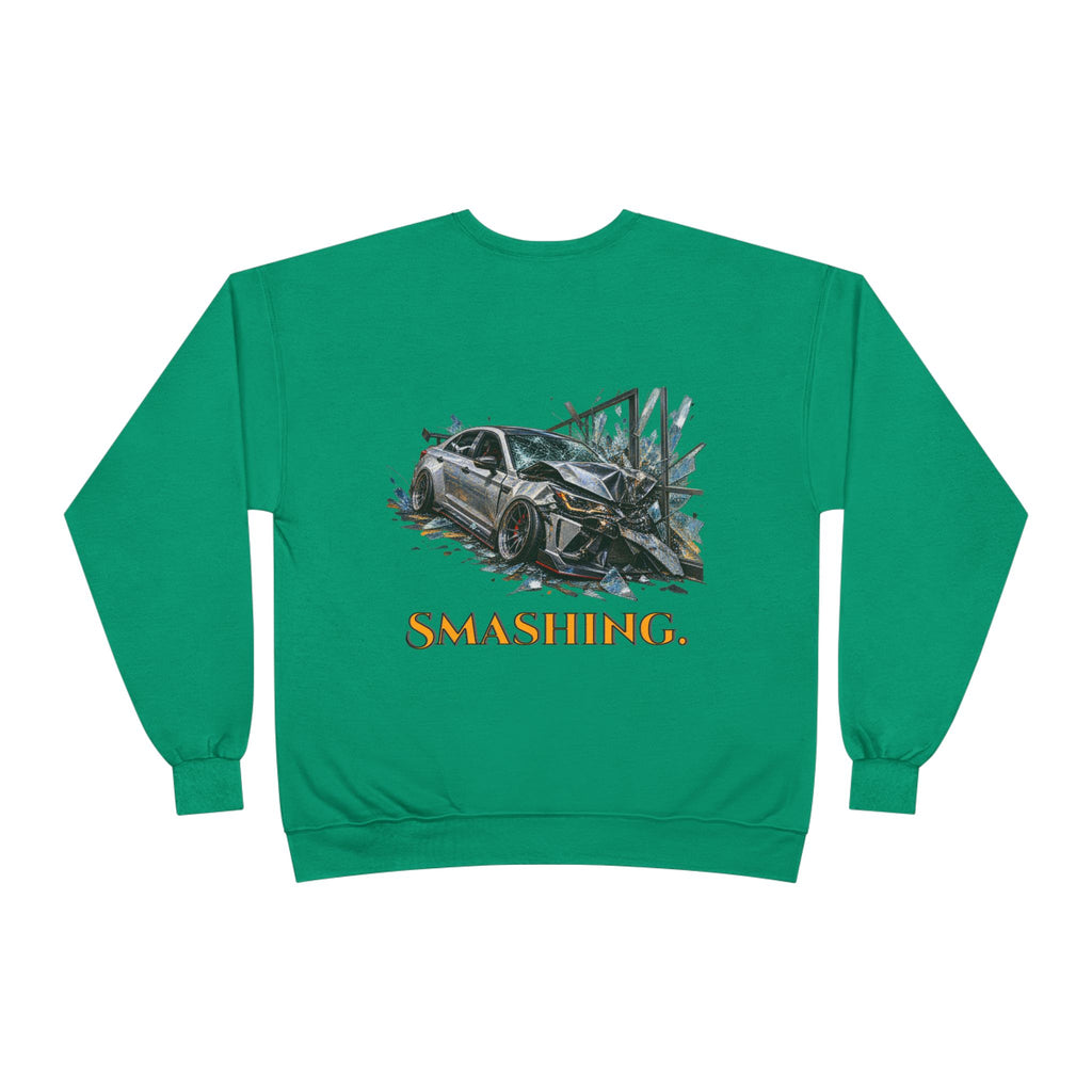 Smashing Crewneck Sweatshirt — Graphic Car Crash Design