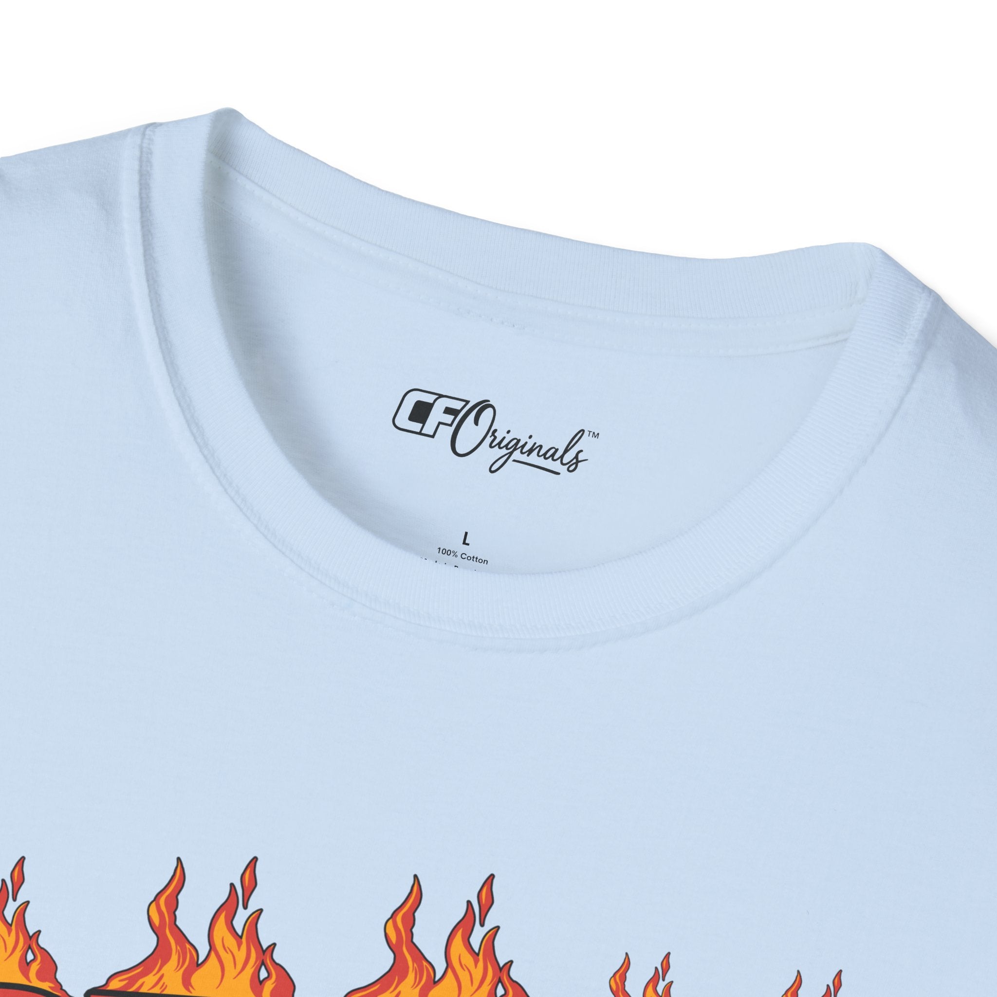 Racing 'BURN' Graphic Tee — Retro Flaming Racecar Chicago Track Shirt