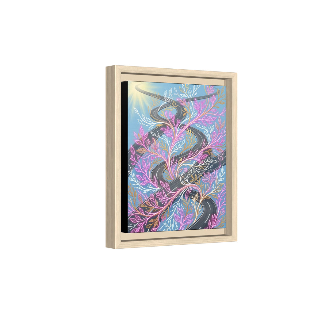 Framed Matte Canvas Floral Vines Wall Art — Pastel Botanical Abstract