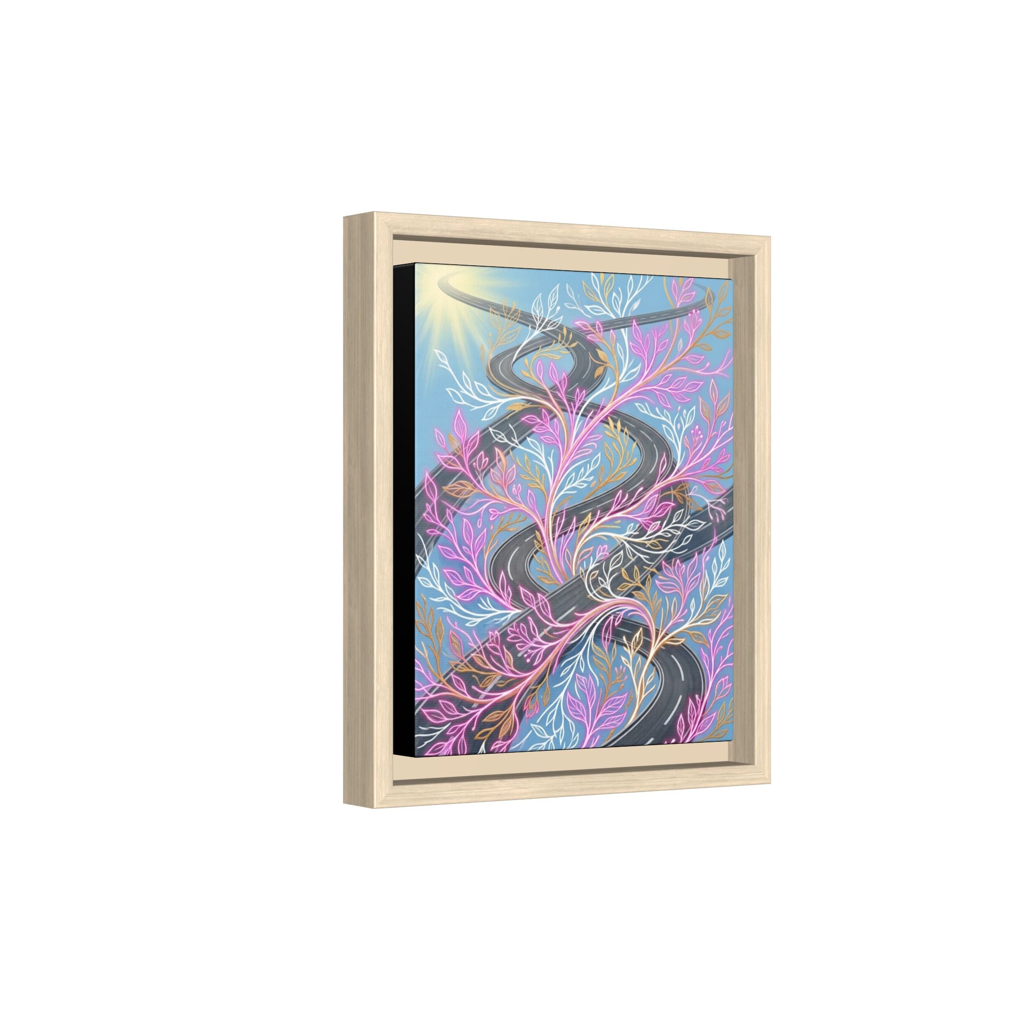 Framed Matte Canvas Floral Vines Wall Art — Pastel Botanical Abstract