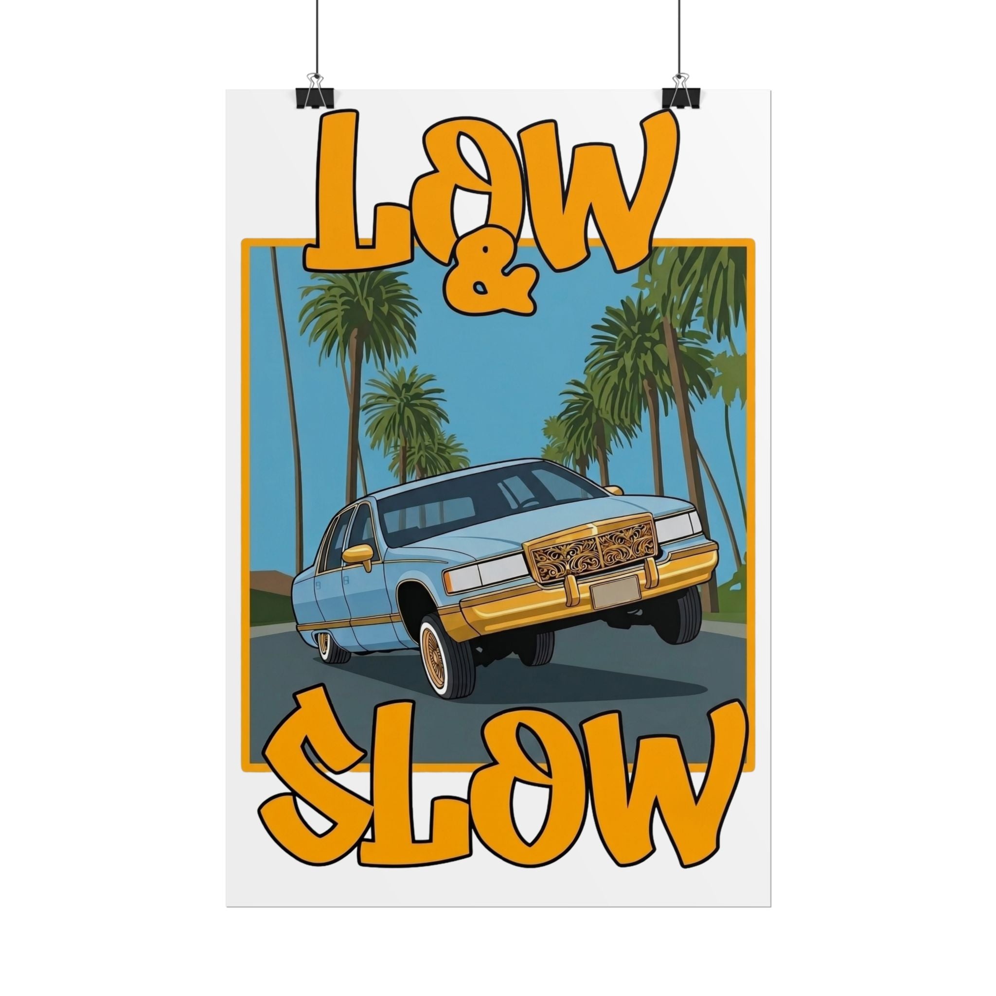 Low & Slow Car Poster — Vintage Lowrider Art Print (Rolled Poster)