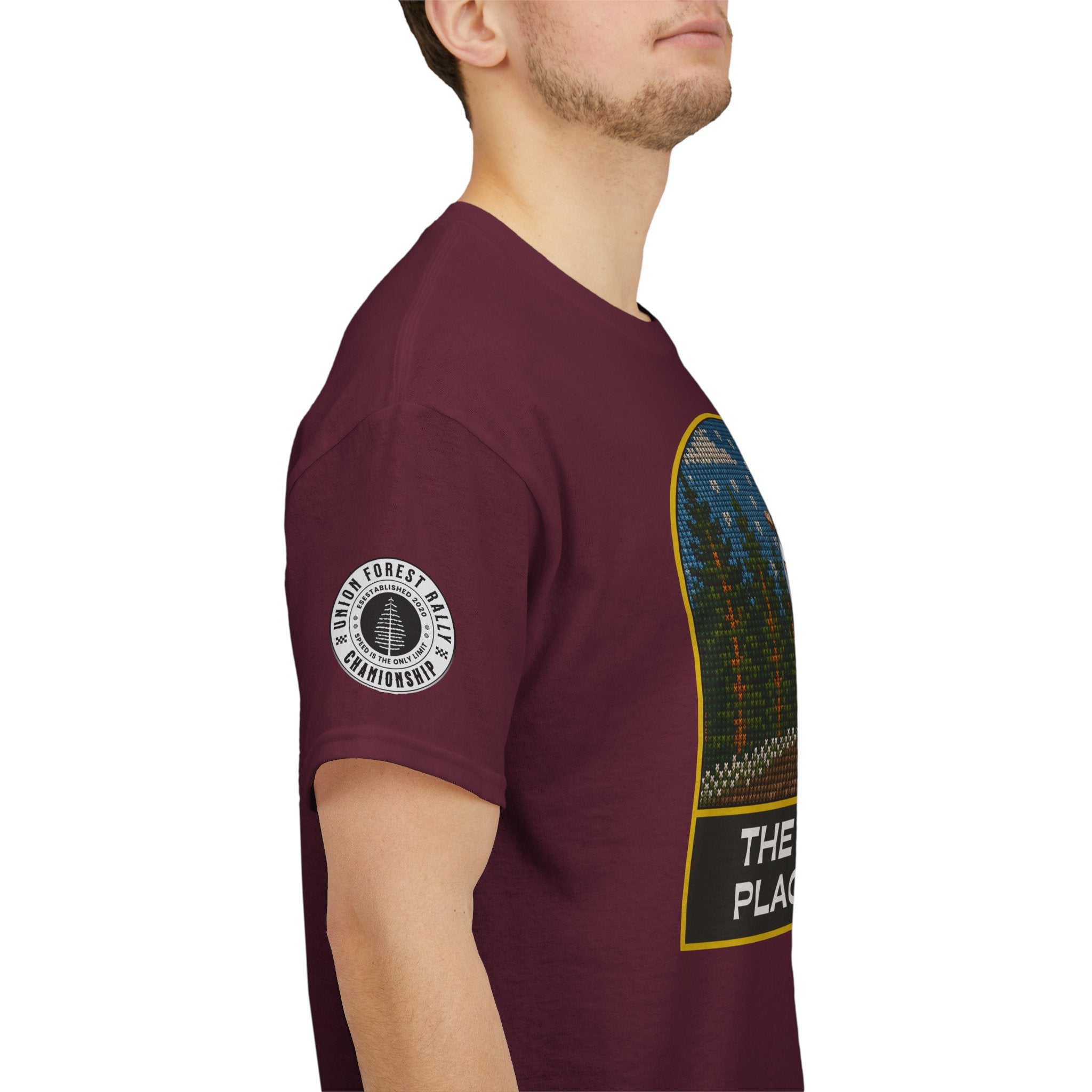 Forest Rally T‑Shirt – 'The Forest Is a Place of Magic' Cross-stitched Style Graphic