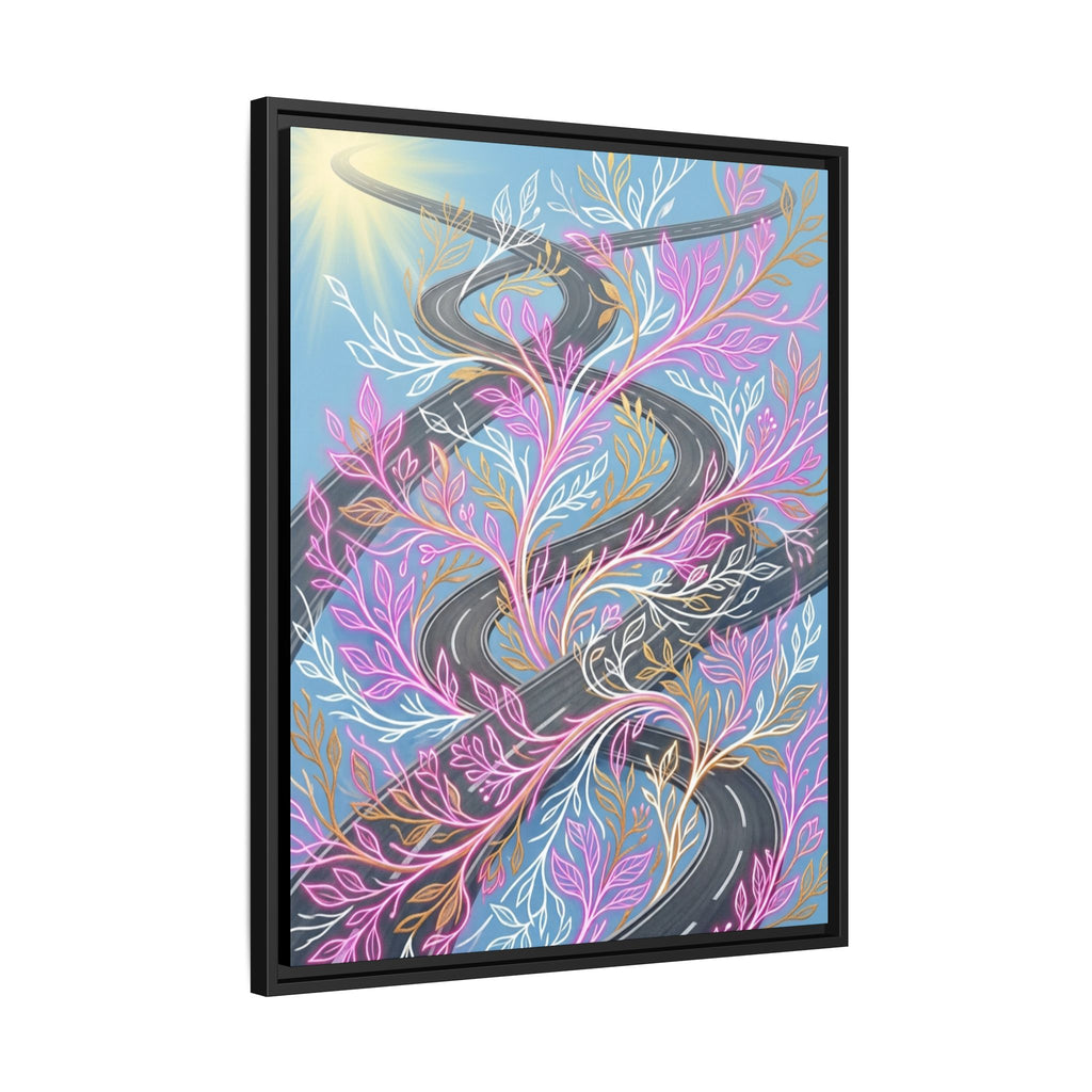 Framed Matte Canvas Floral Vines Wall Art — Pastel Botanical Abstract