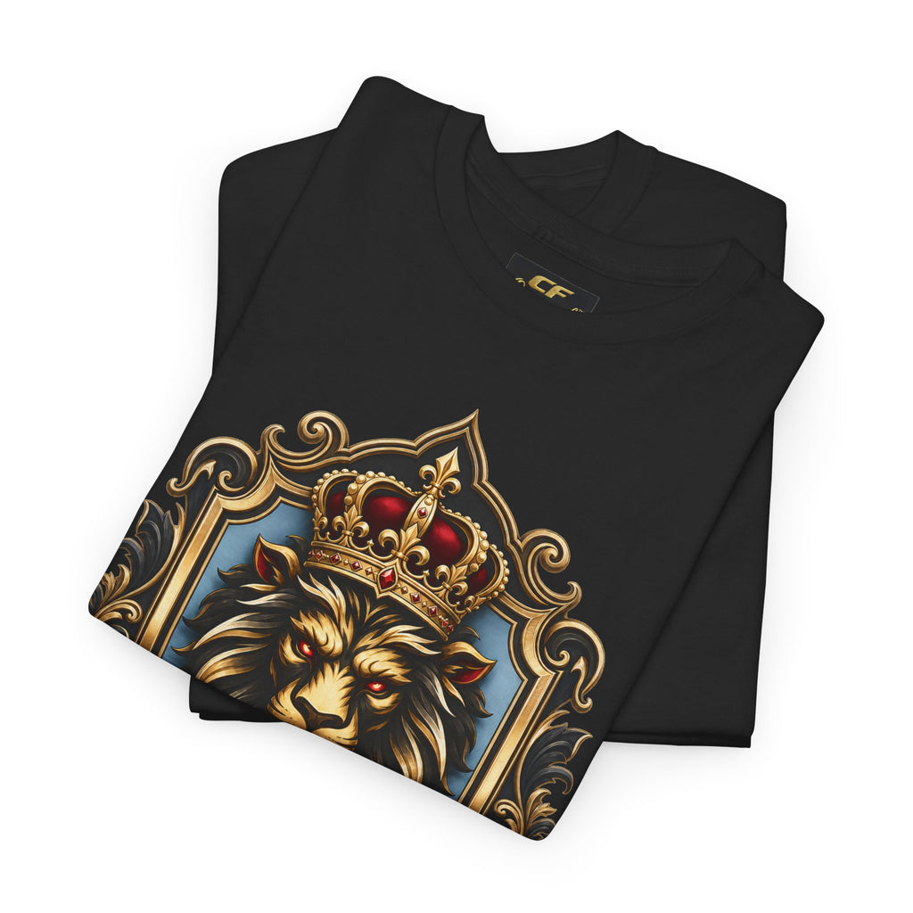 Lion Crest Tee — "Mane Line Auto" Vintage Heraldic Graphic Shirt