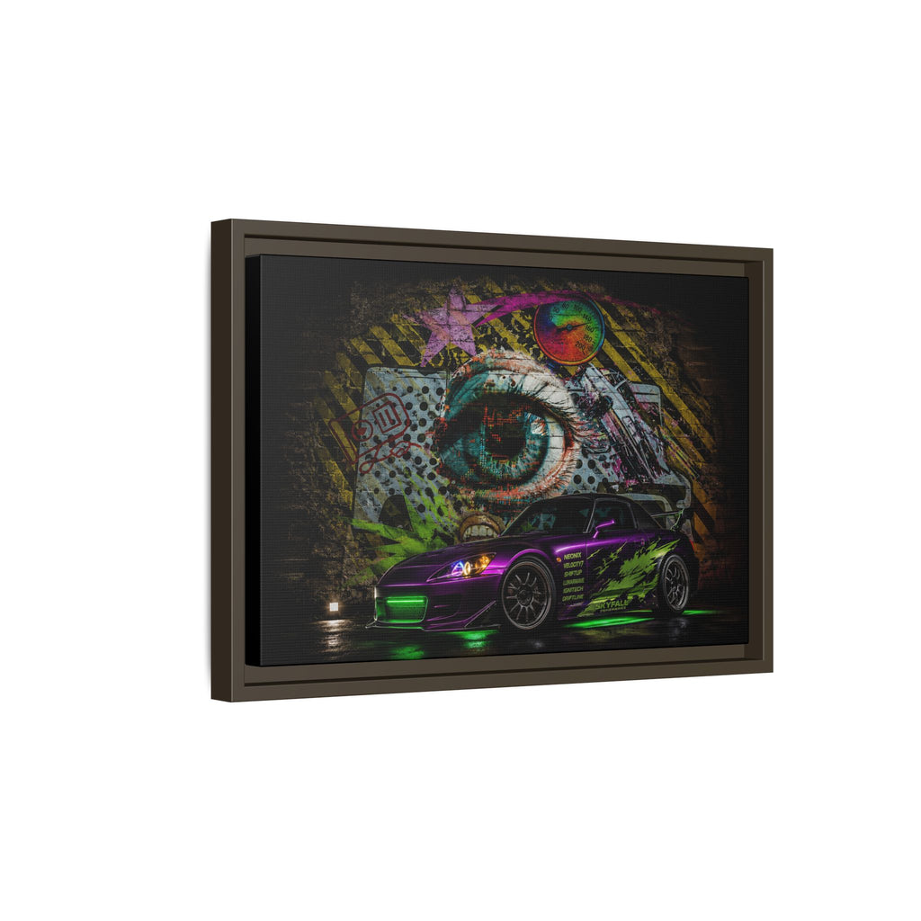 Graffiti Sports Car Matte Canvas - Framed Wall Art
