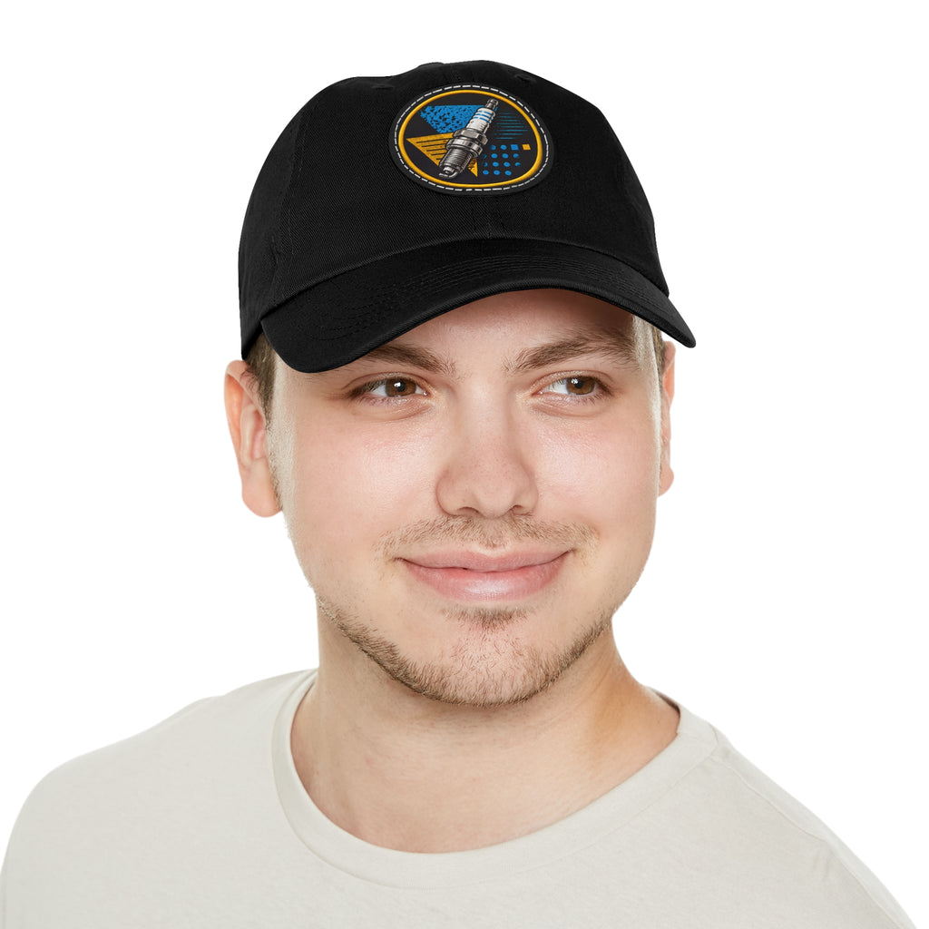 Spark Plug Patch Dad Hat — Vintage Automotive Mechanic Cap