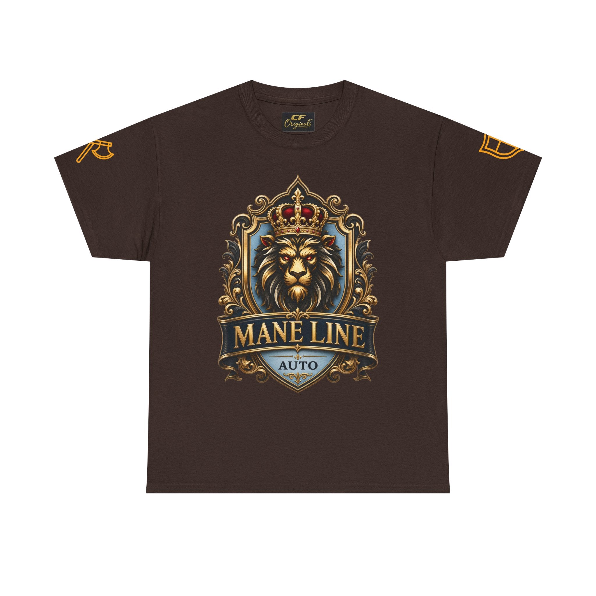 Lion Crest Tee — "Mane Line Auto" Vintage Heraldic Graphic Shirt