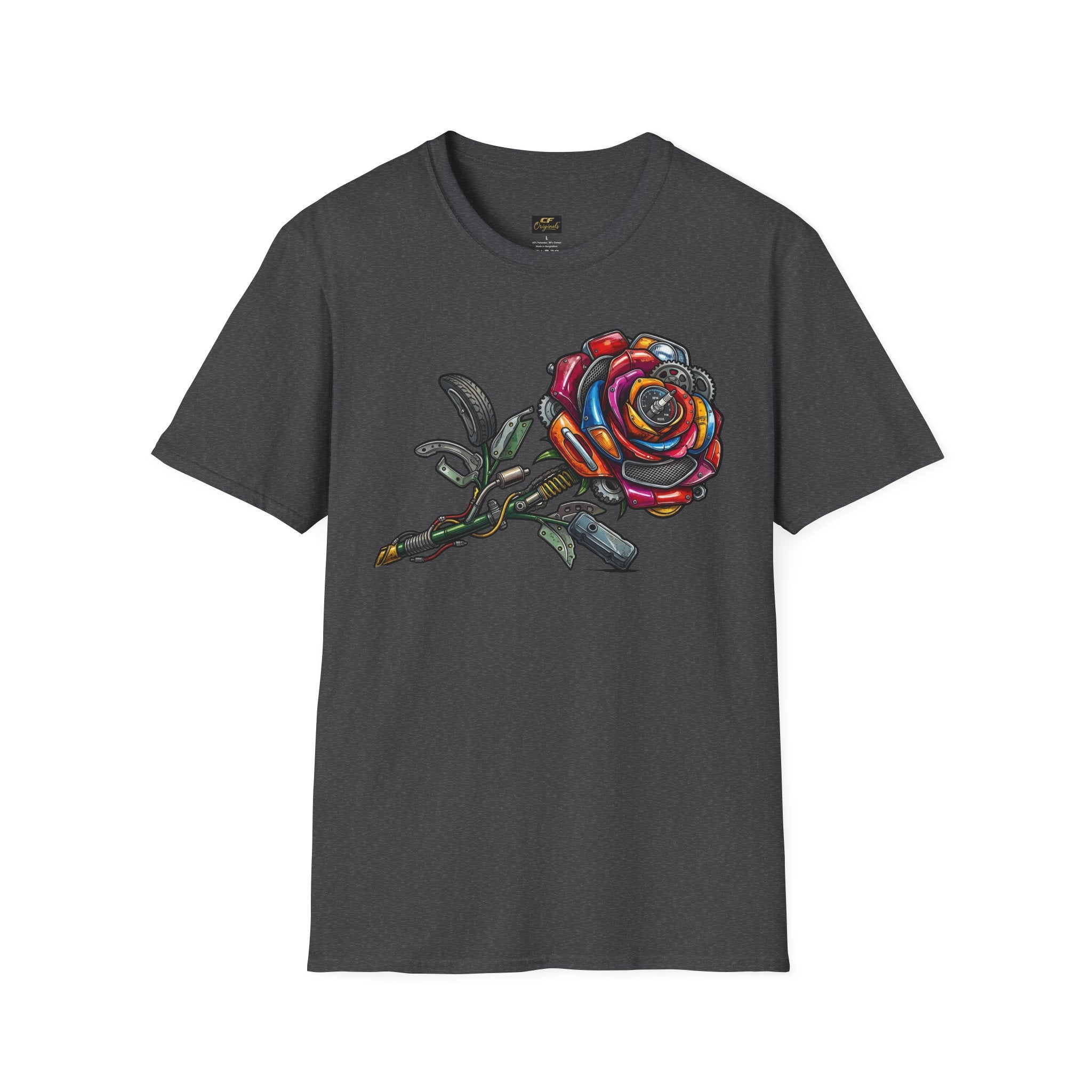 Colorful Mechanical Rose Graphic Tee