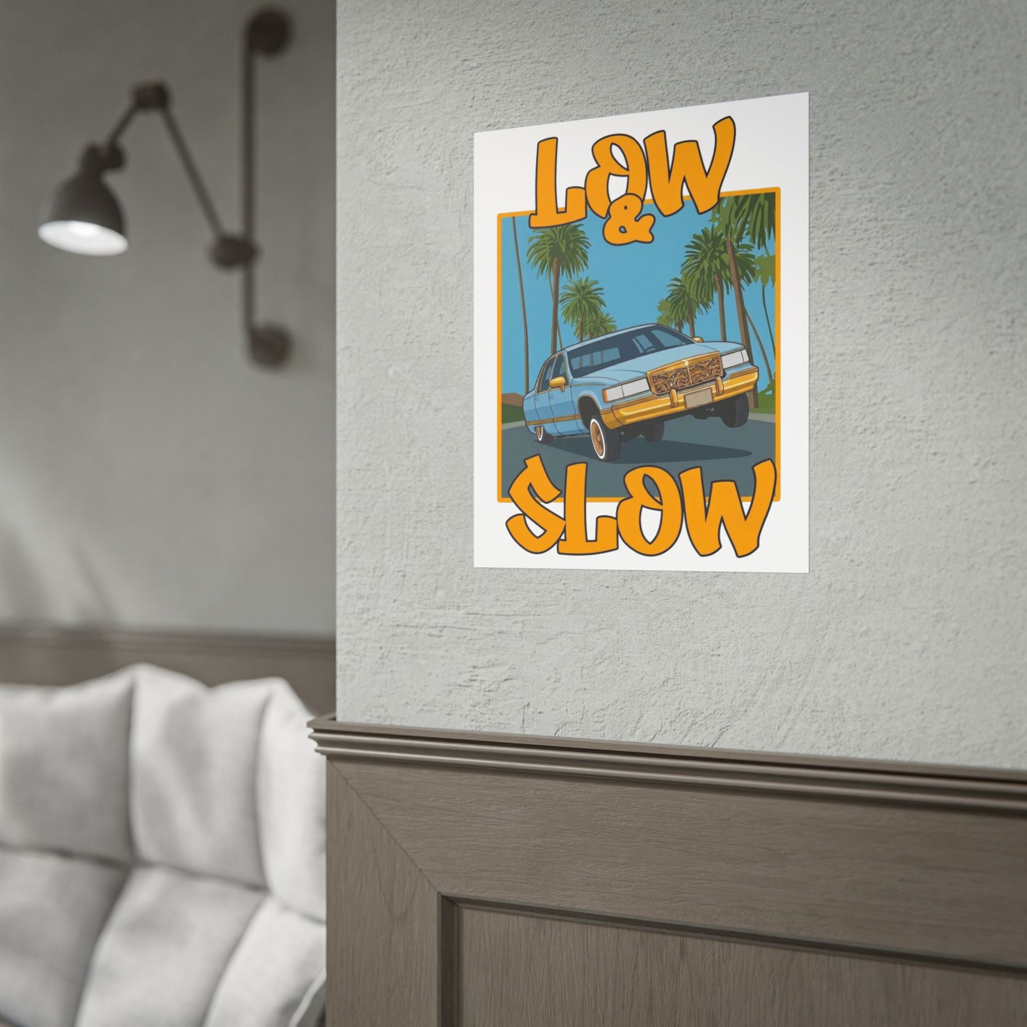Low & Slow Car Poster — Vintage Lowrider Art Print (Rolled Poster)