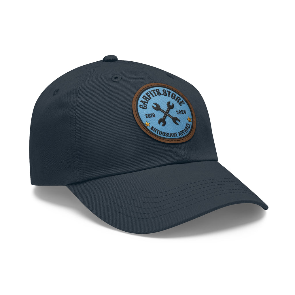 Mechanic Logo Dad Hat — Leather Patch Cap