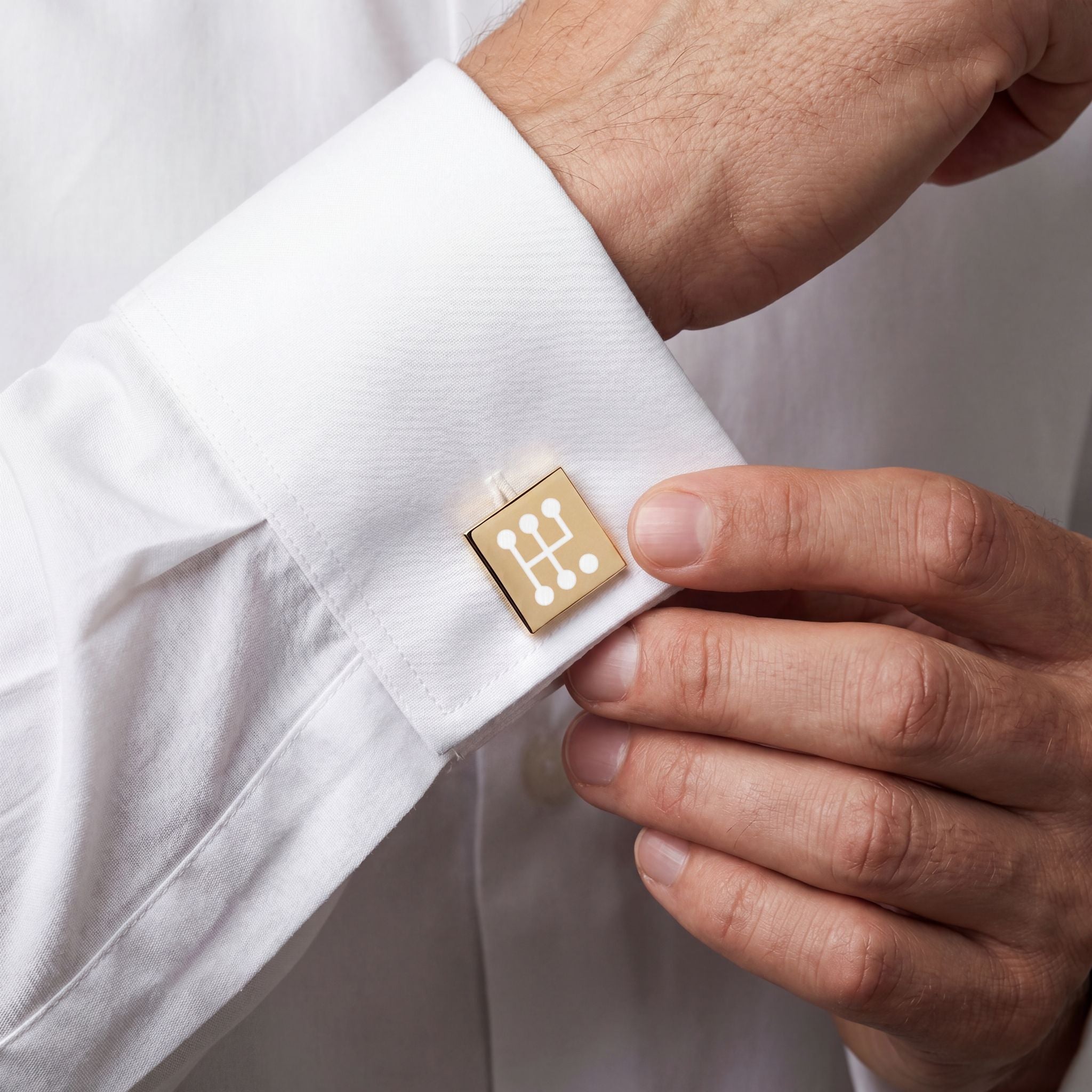 Shift Pattern Cufflinks — Gold/Stainless Gearshift Design