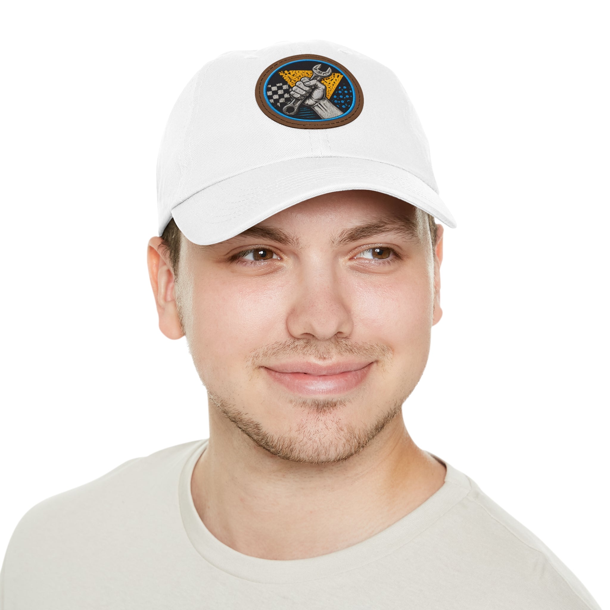 Mechanic Wrench Patch Dad Hat — Vintage Toolworker Baseball Cap