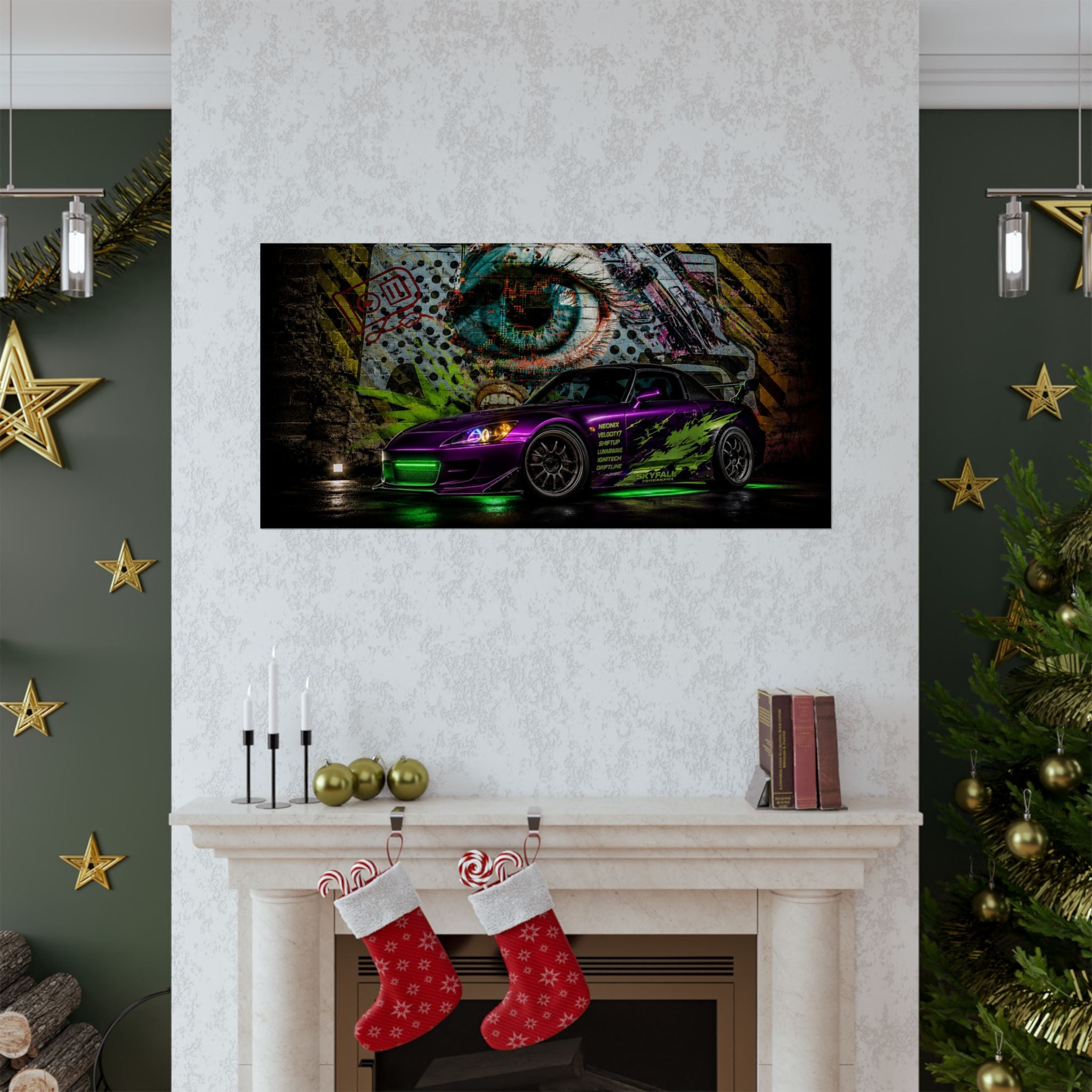Graffiti Sports Car Matte Poster — Neon Drift Street Art Wall Print
