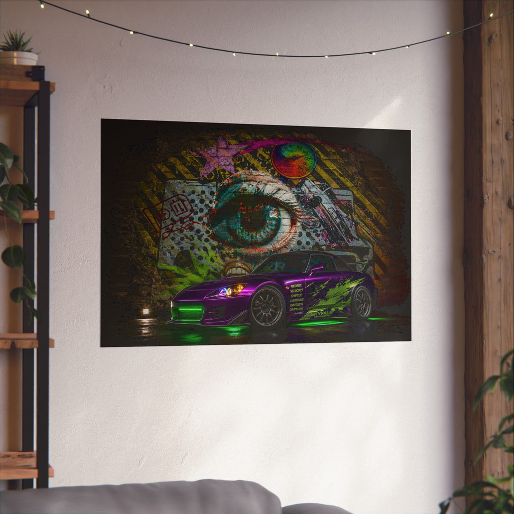 Graffiti Sports Car Matte Poster — Neon Drift Street Art Wall Print